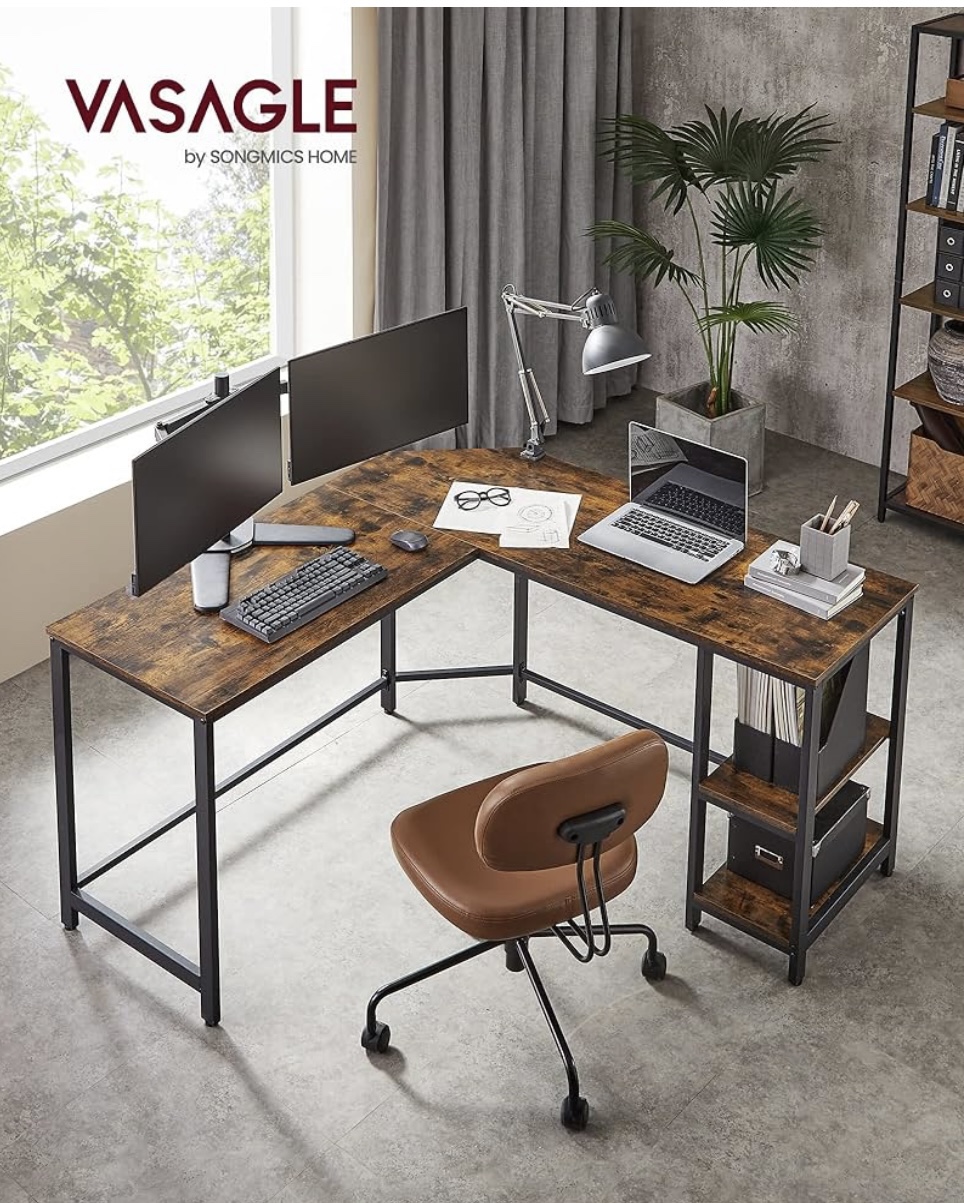 L-Shaped Computer Desk with Storage Shelf - photo 5