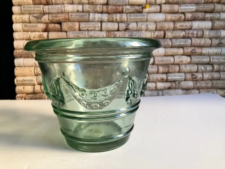Spanish Recycled Green Glass candle holder /  planter image indicator(2)