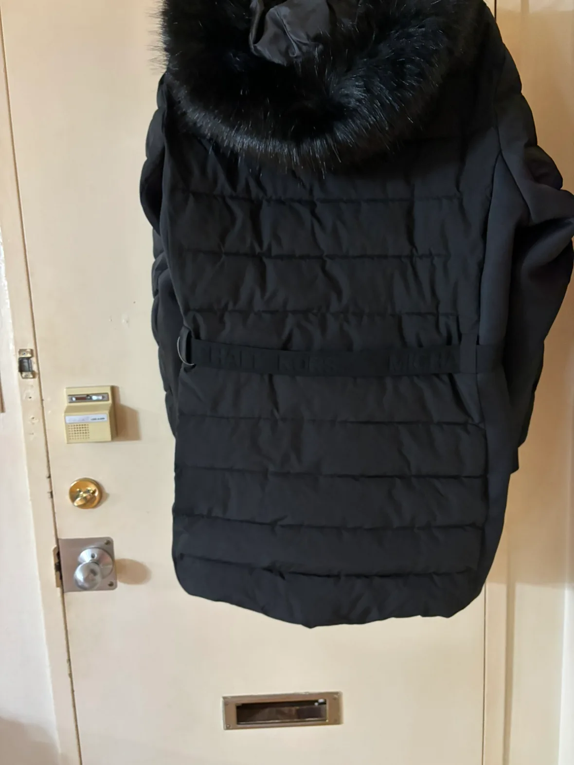 Michael Kors Black Puffer Coat with Fur Hood image indicator(3)