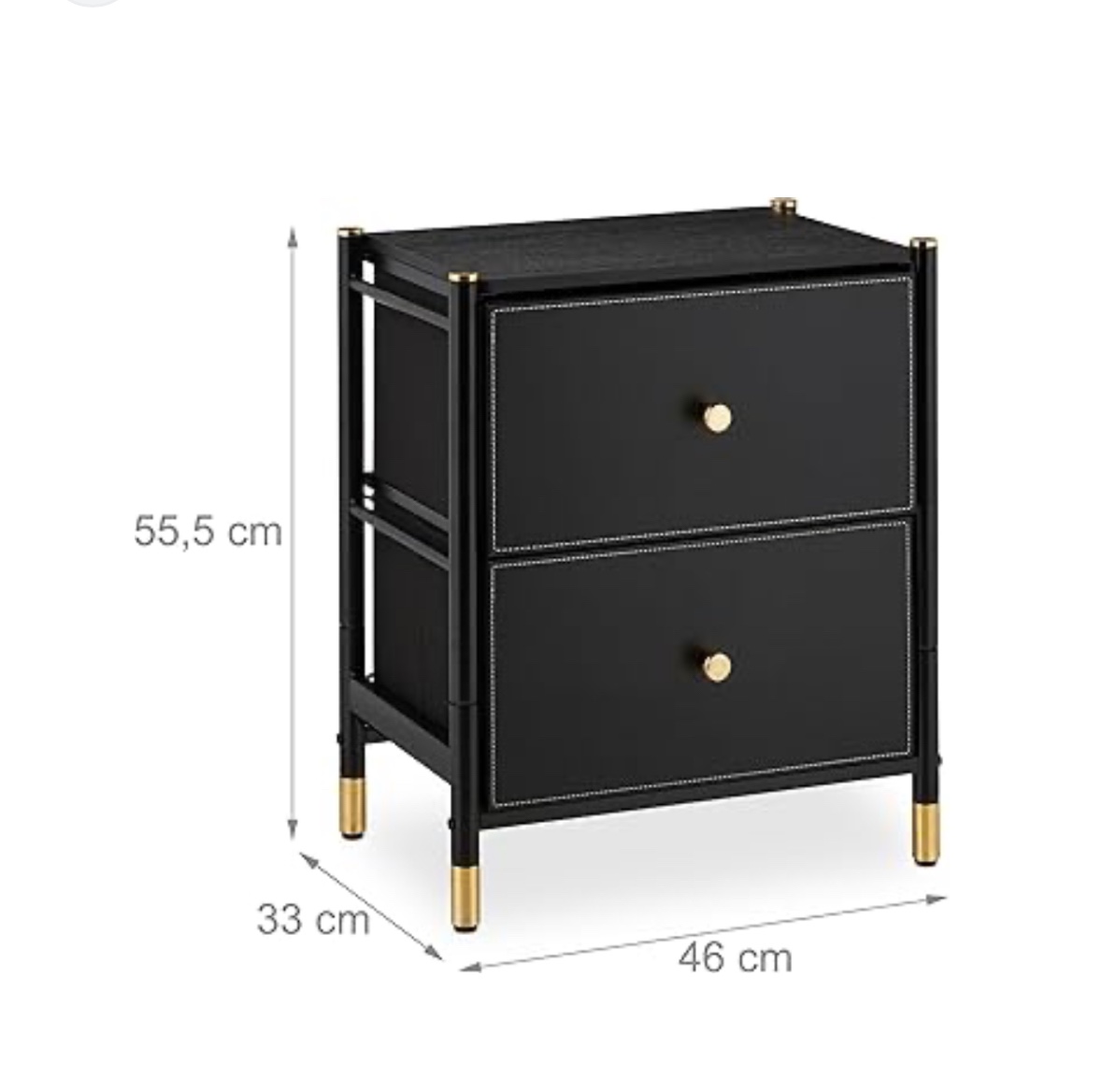 2 Black Nightstand with Gold Accents - photo 3