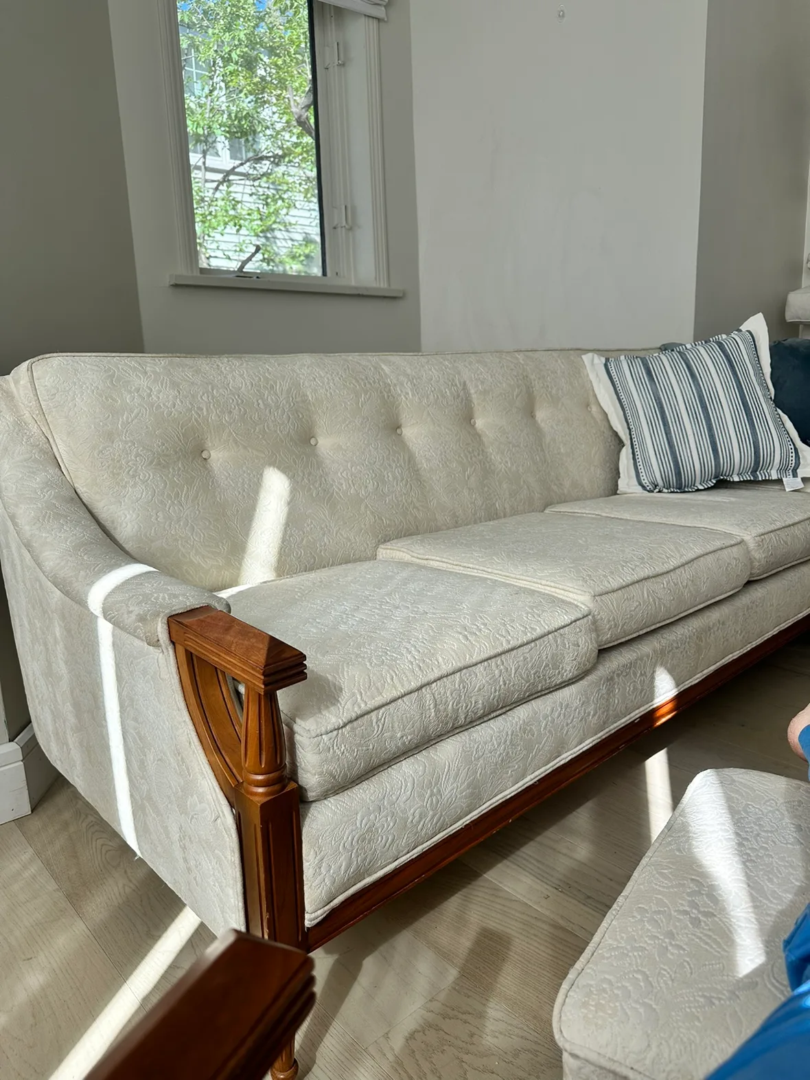 Set of Ivory White 4-seat sofa and armchair with ottoman image indicator(4)