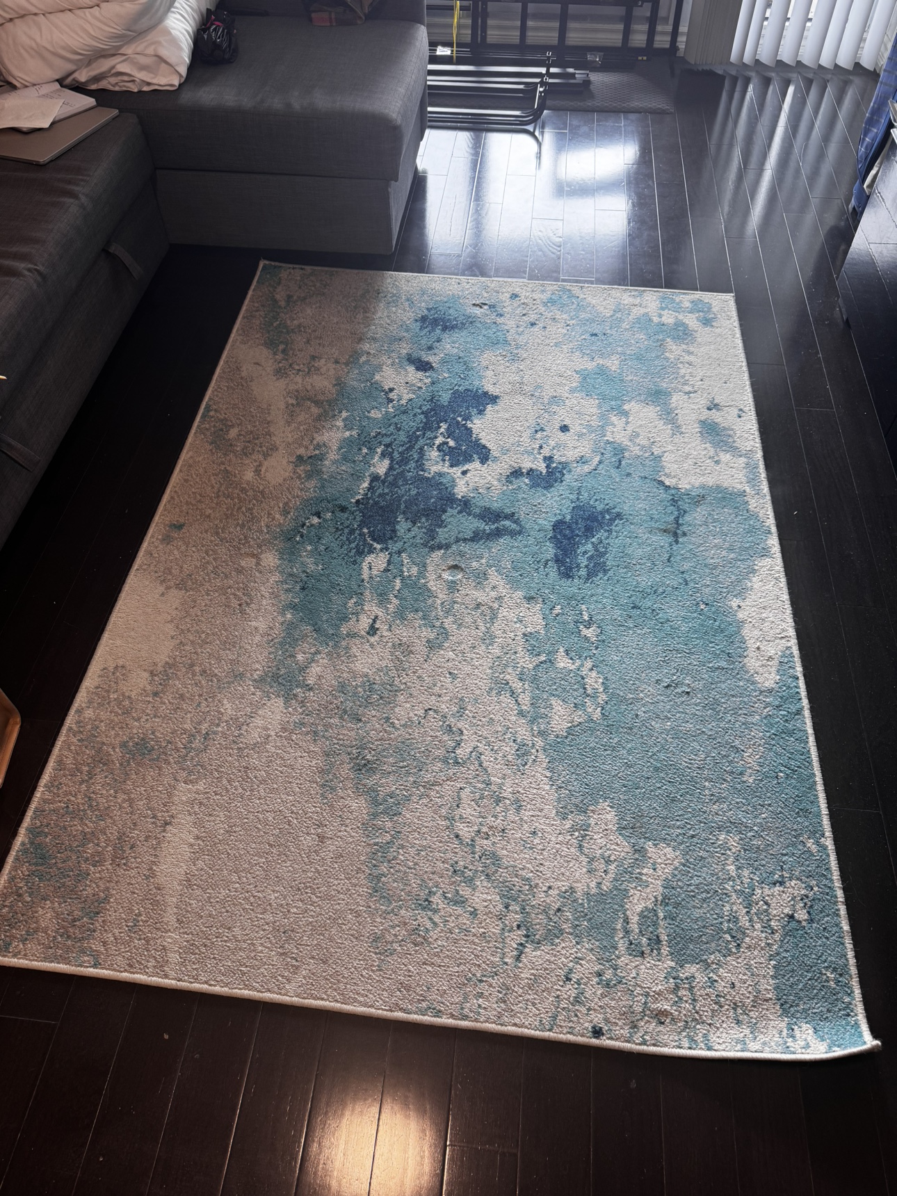 Blue and Grey Abstract Rug - photo 2