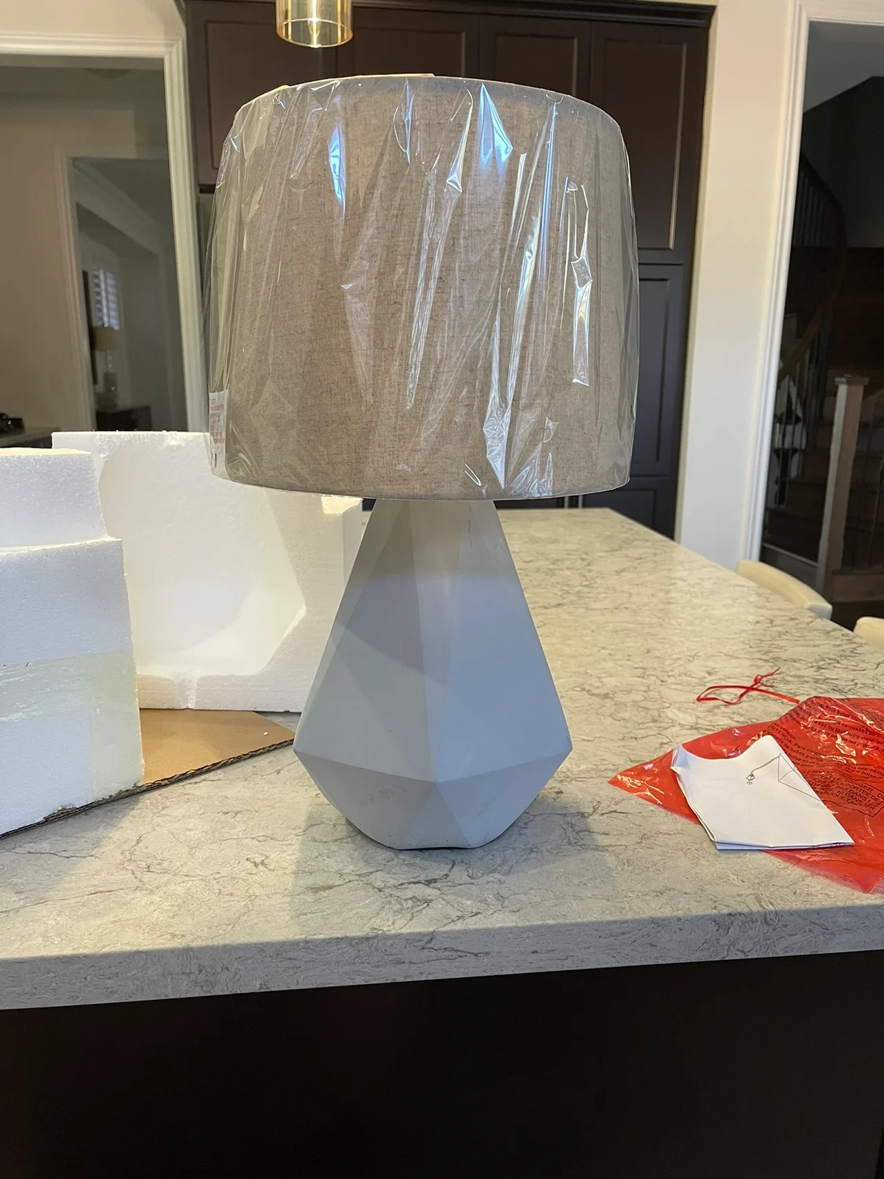 NEW - Polished Concrete Geometric Table Lamp image indicator(9)