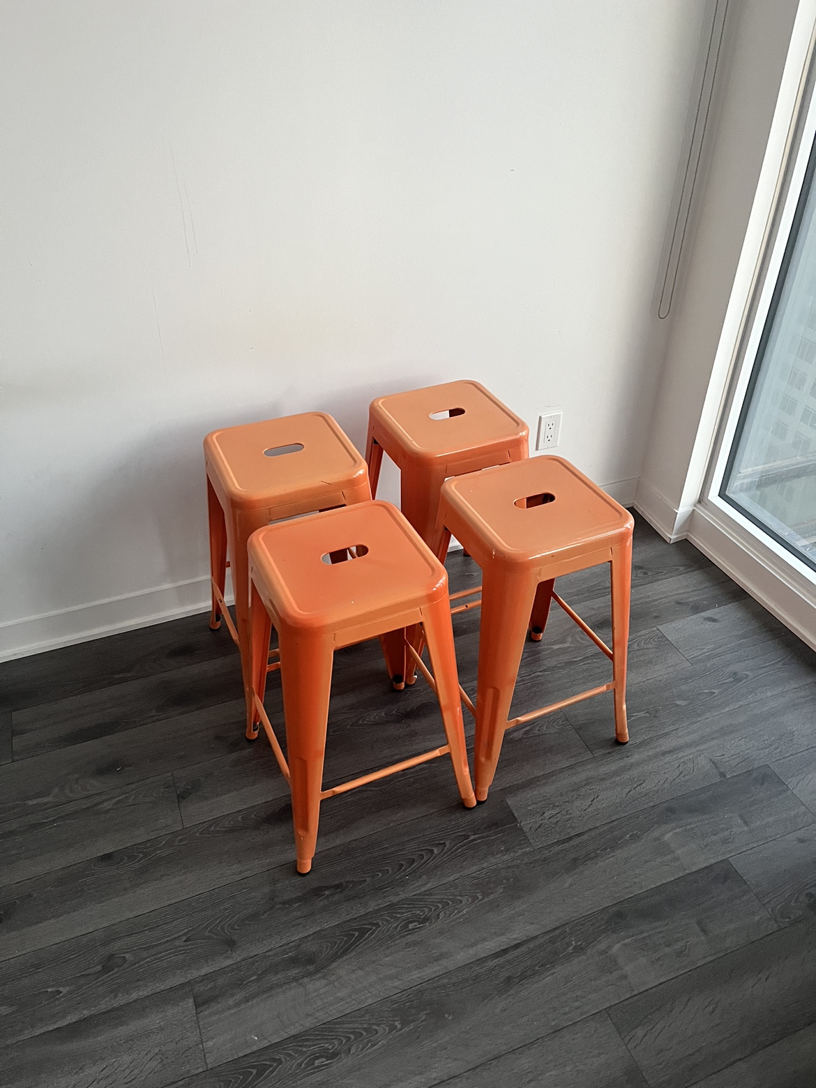 Set of 4 Orange Bar Stools - photo 3