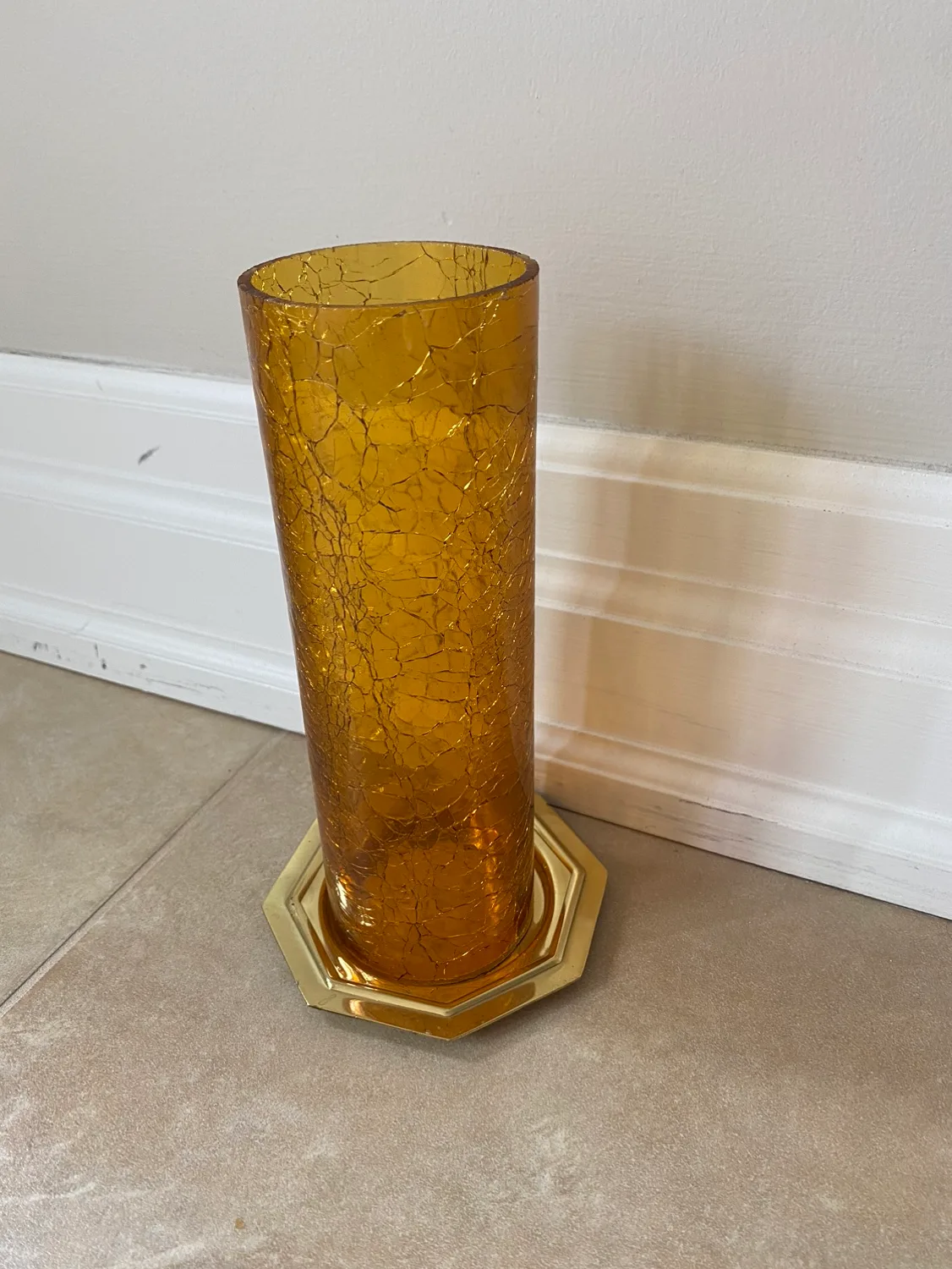 Amber Crackle Glass Tea Light image indicator(3)