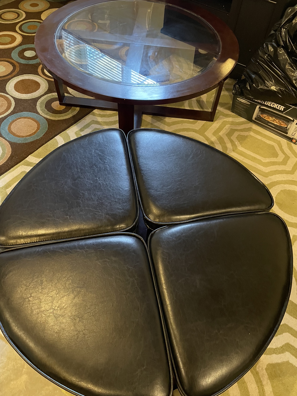 Glass Top Coffee Table and Ottoman Set - photo 2