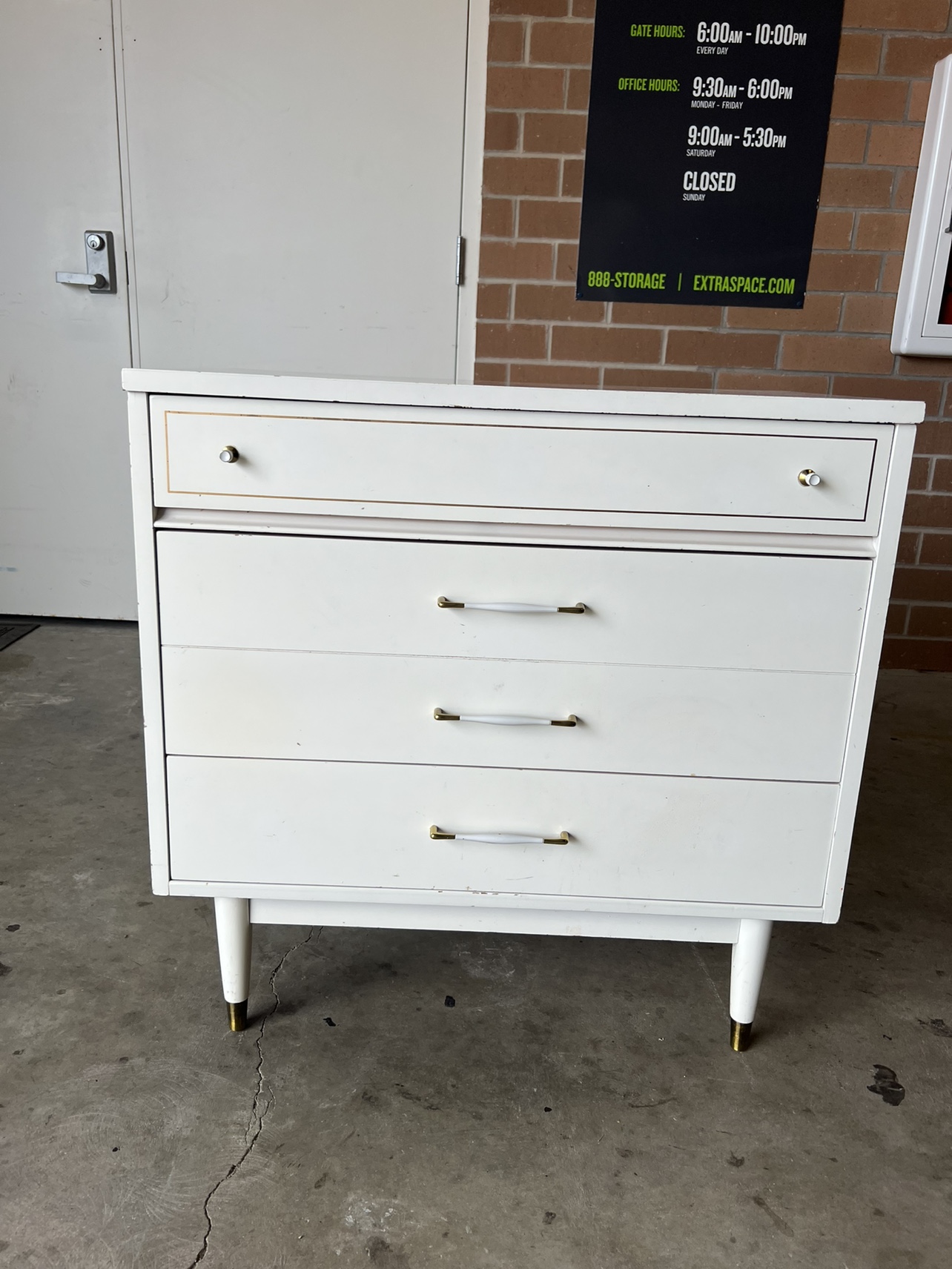 White Mid Century small Dresser