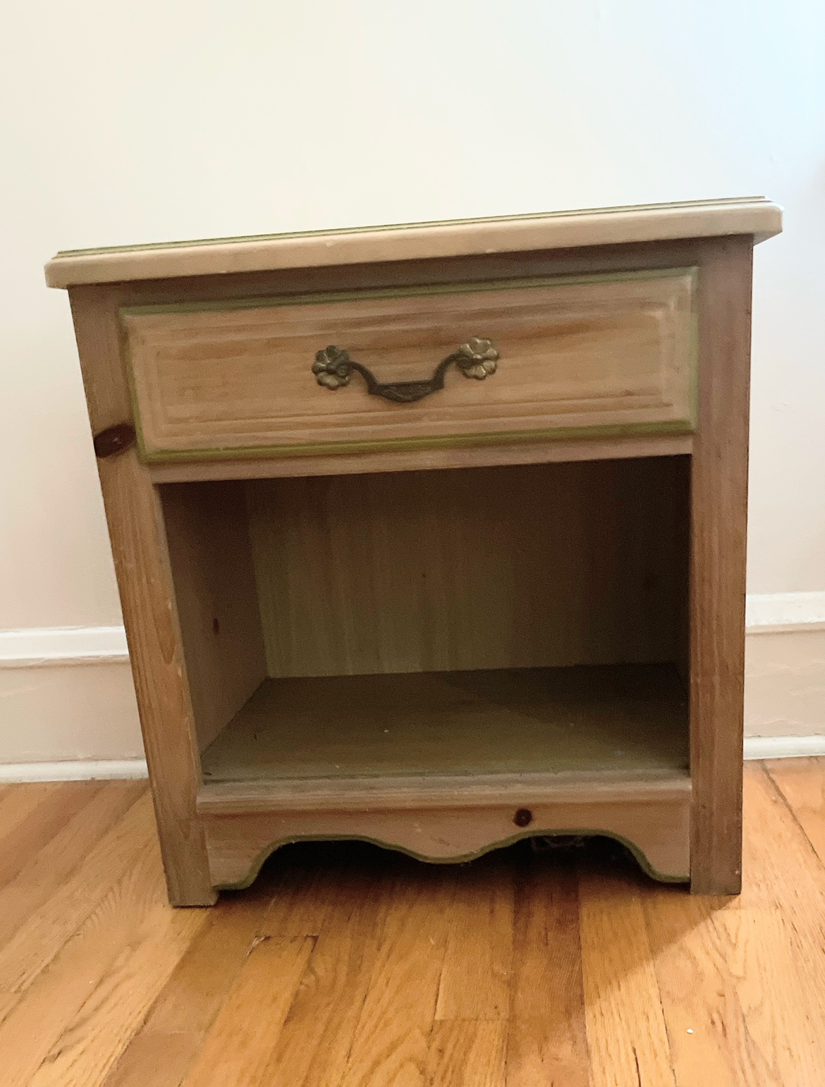 Wooden Armoire with shelves with Nightstand , dresser and chest.