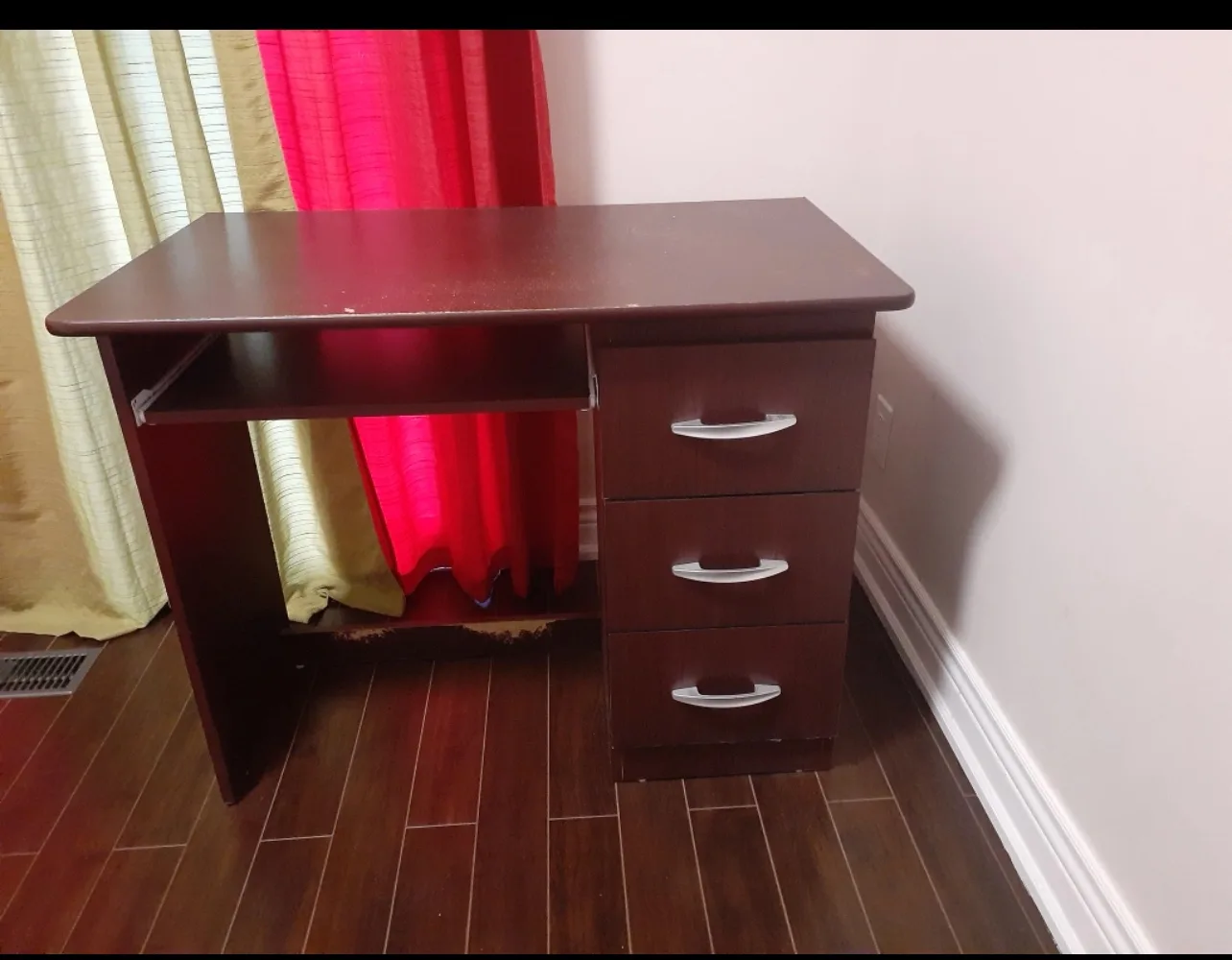 Brown Computer Desk with Drawers thumbnail