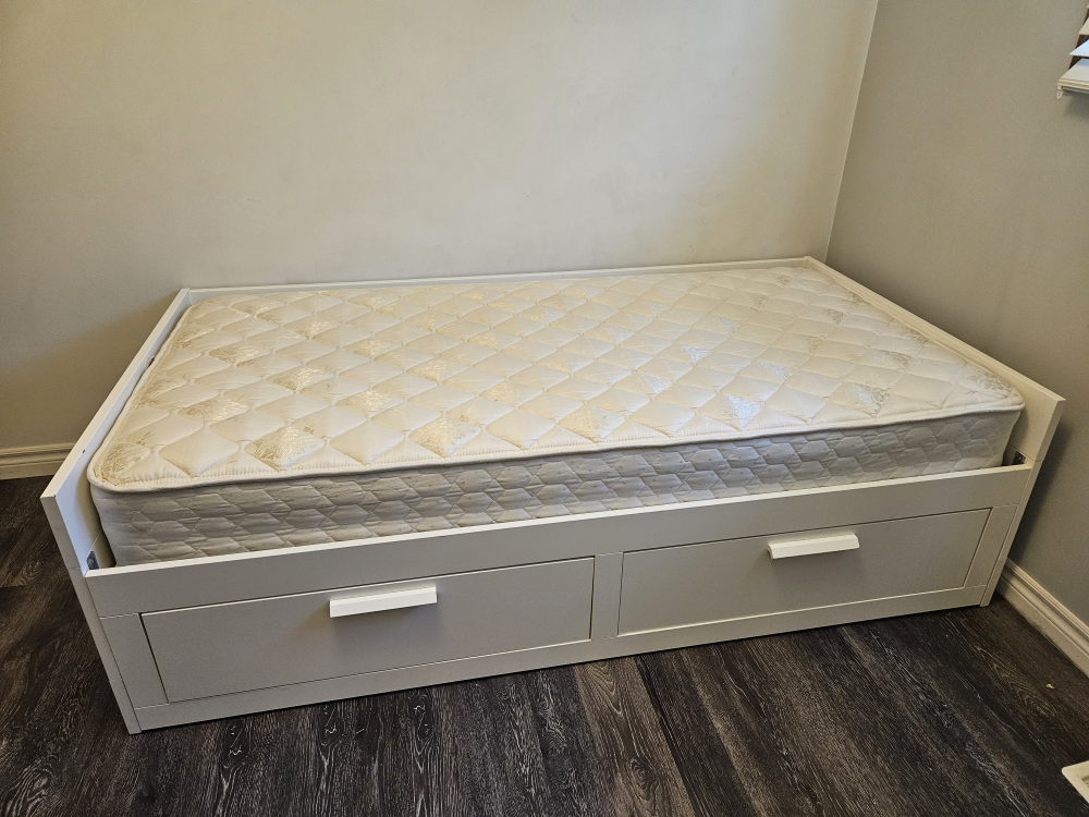 single white bed