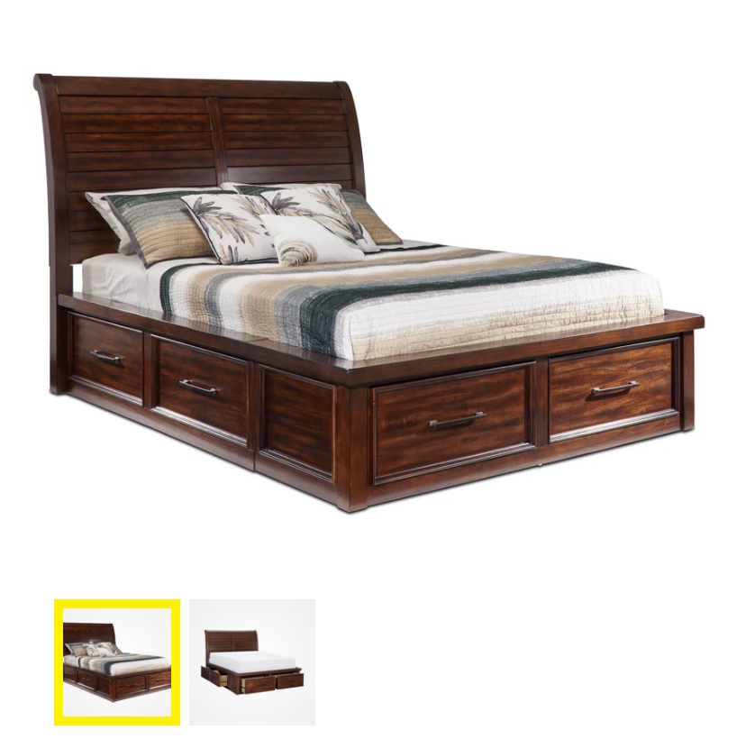 Dark brown King bed frame and King beautyrest mattress