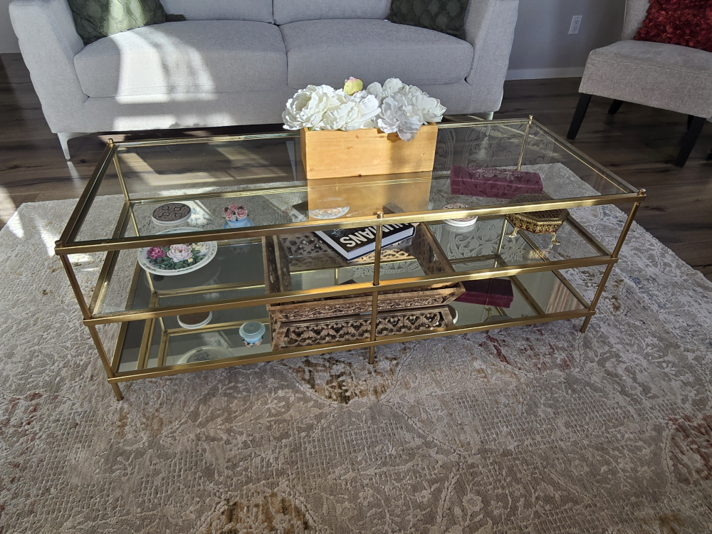 Gold Glass Coffee Table - photo 2