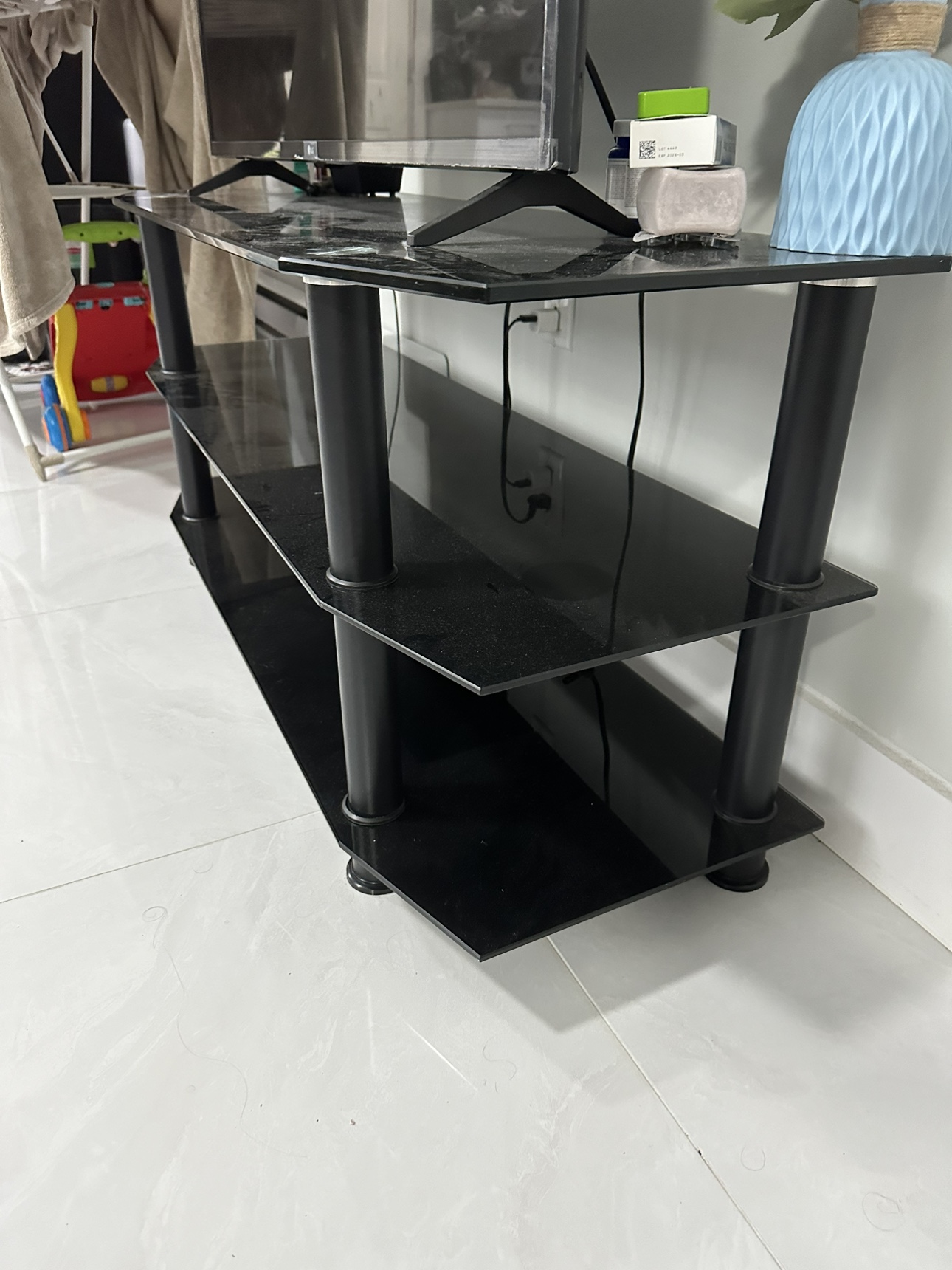 Black Glass TV Stand