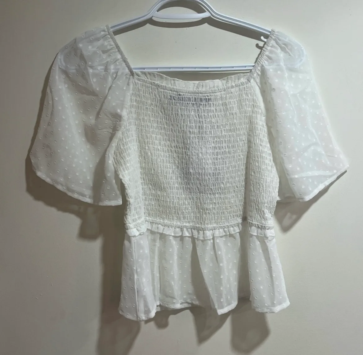 Allegra K white blouse top sz S image indicator(8)