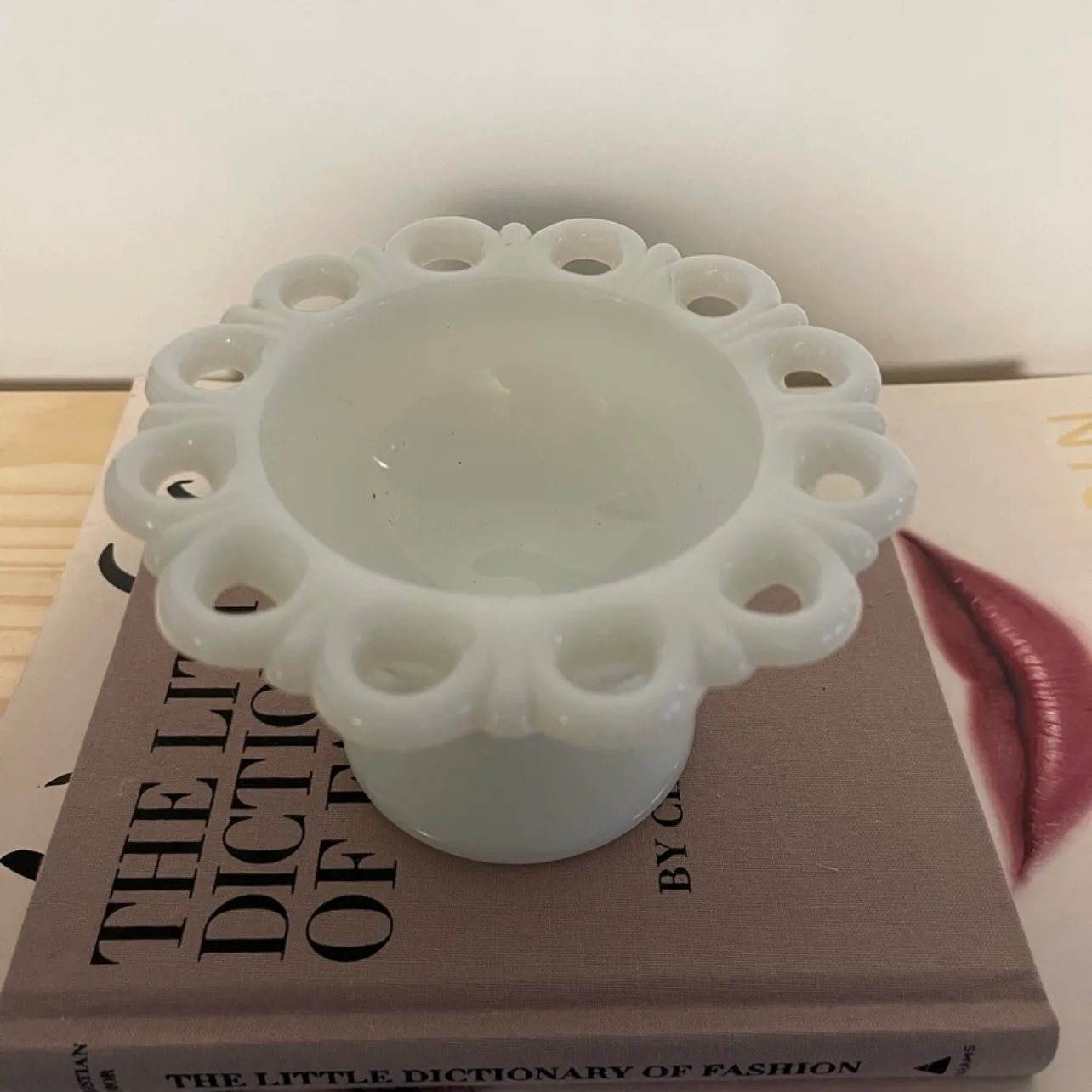 White Milk Glass Pedestal Dish image indicator(3)