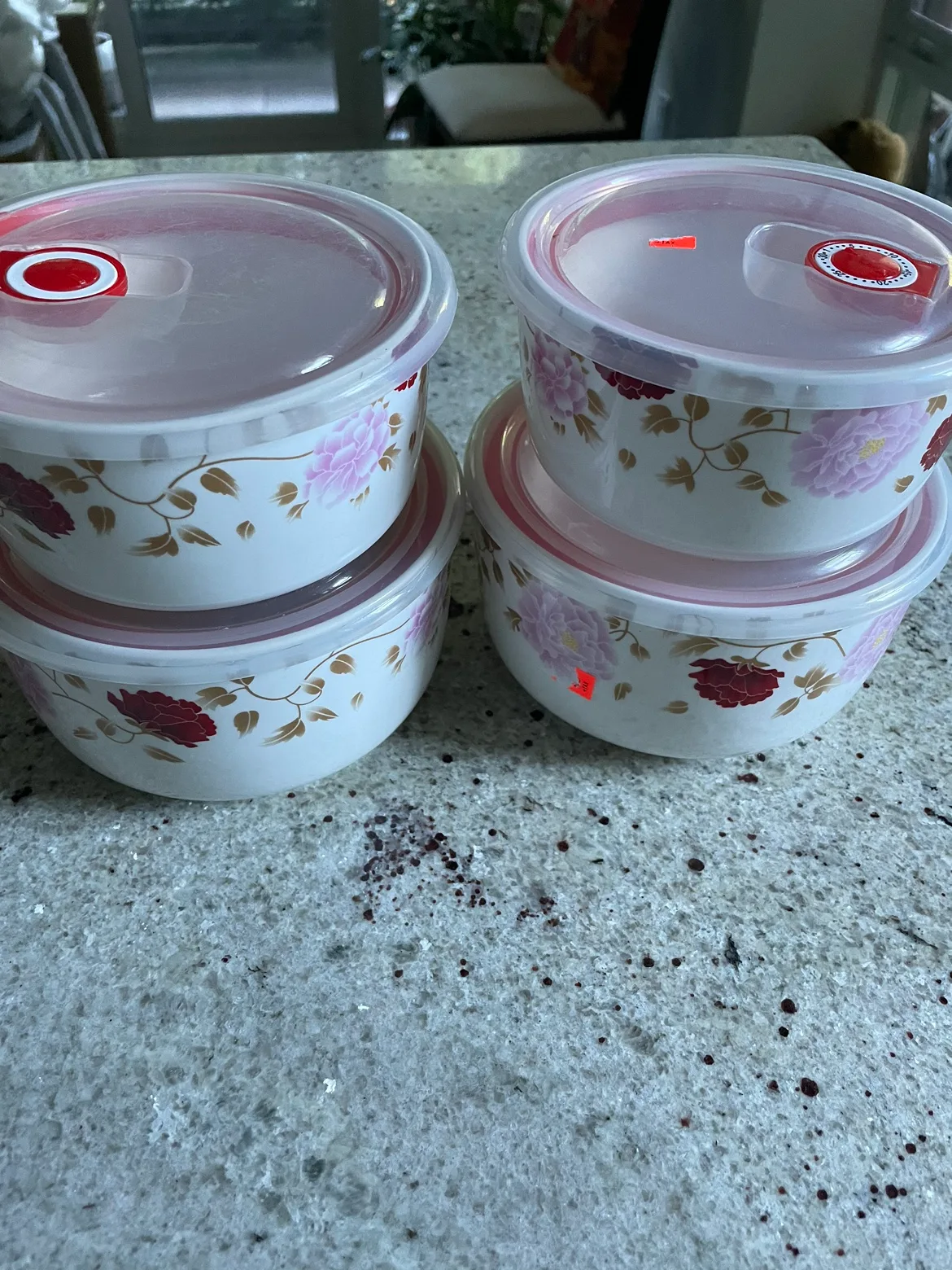 Set of 4 Floral Ceramic Storage Bowls thumbnail