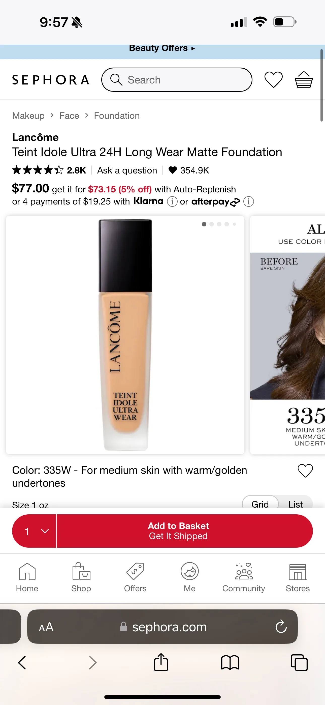 Lancôme Teint Idole Ultra Wear Foundation (335W) -  BRAND NEW image indicator(2)