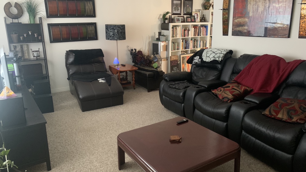 Black Leather Recliner Couch-Good Shape - photo 2