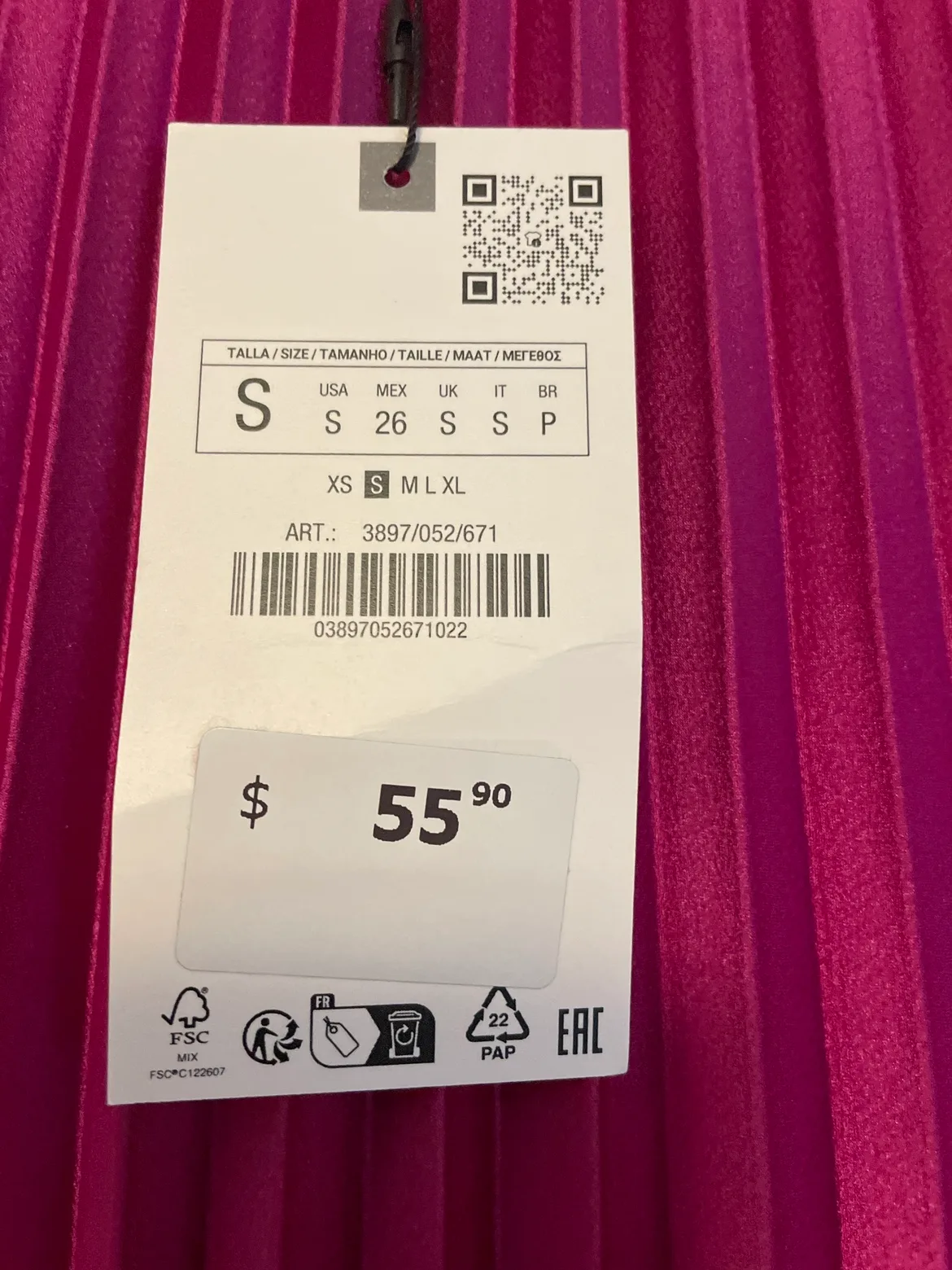 Zara Pink Pleated Skirt, Size Small image indicator(2)