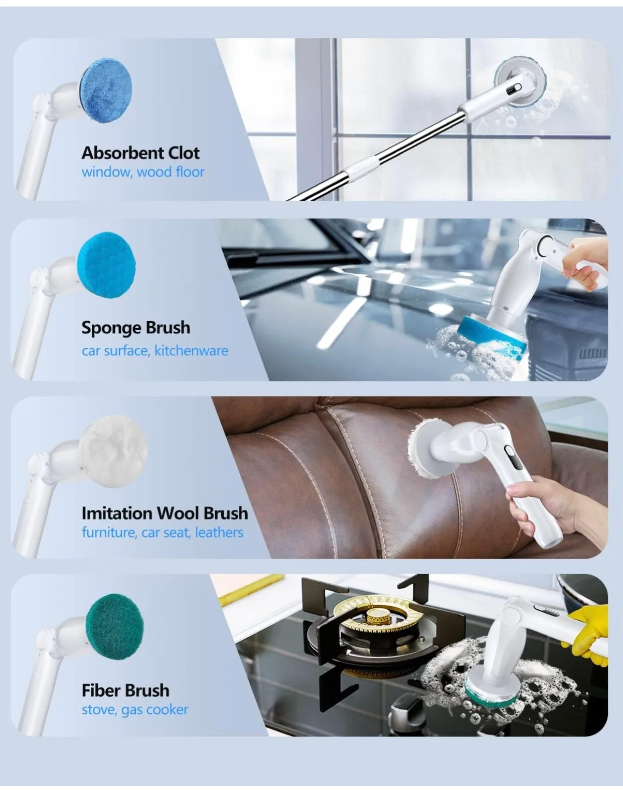 Electric Spin Scrubber, Cordless Cleaning Brush with 8 image indicator(7)