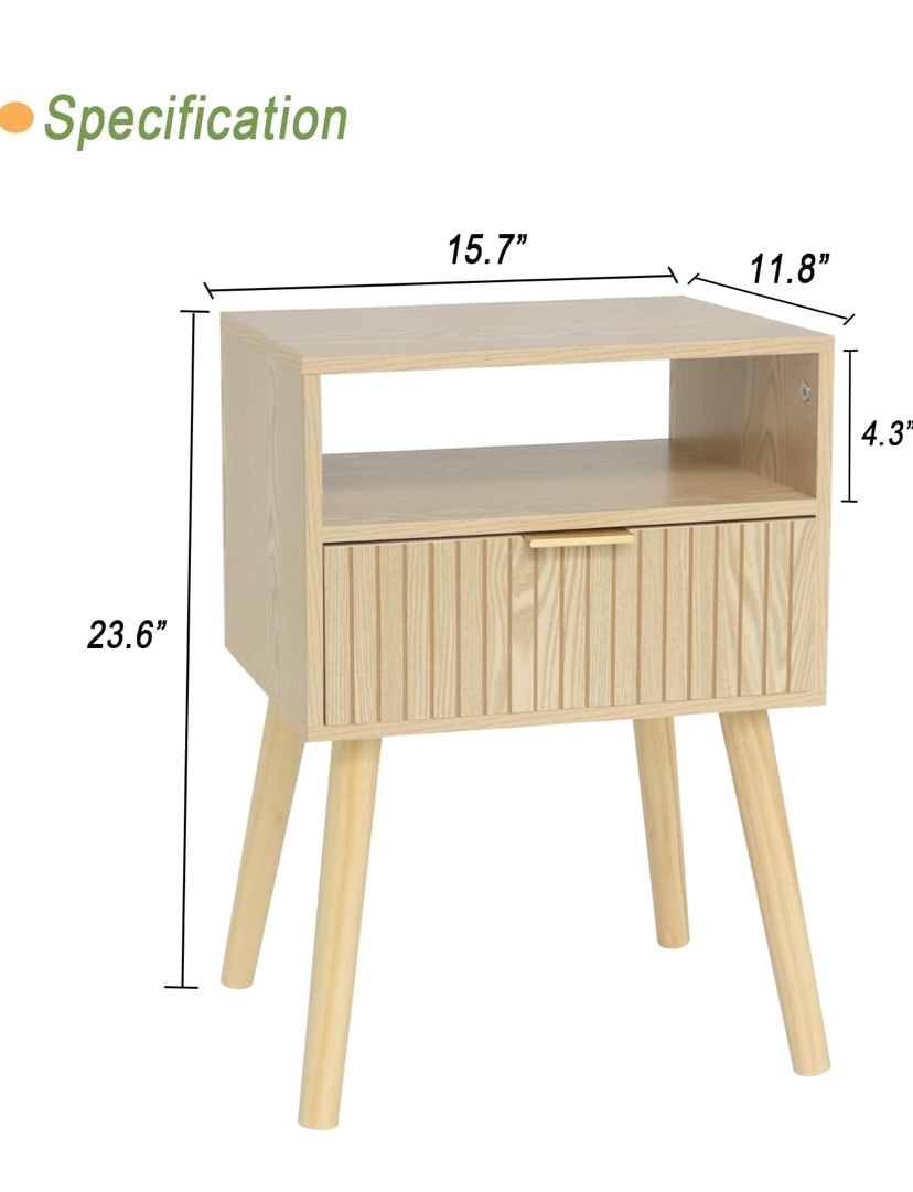 Wood Nightstand End Table - Brand New - photo 3