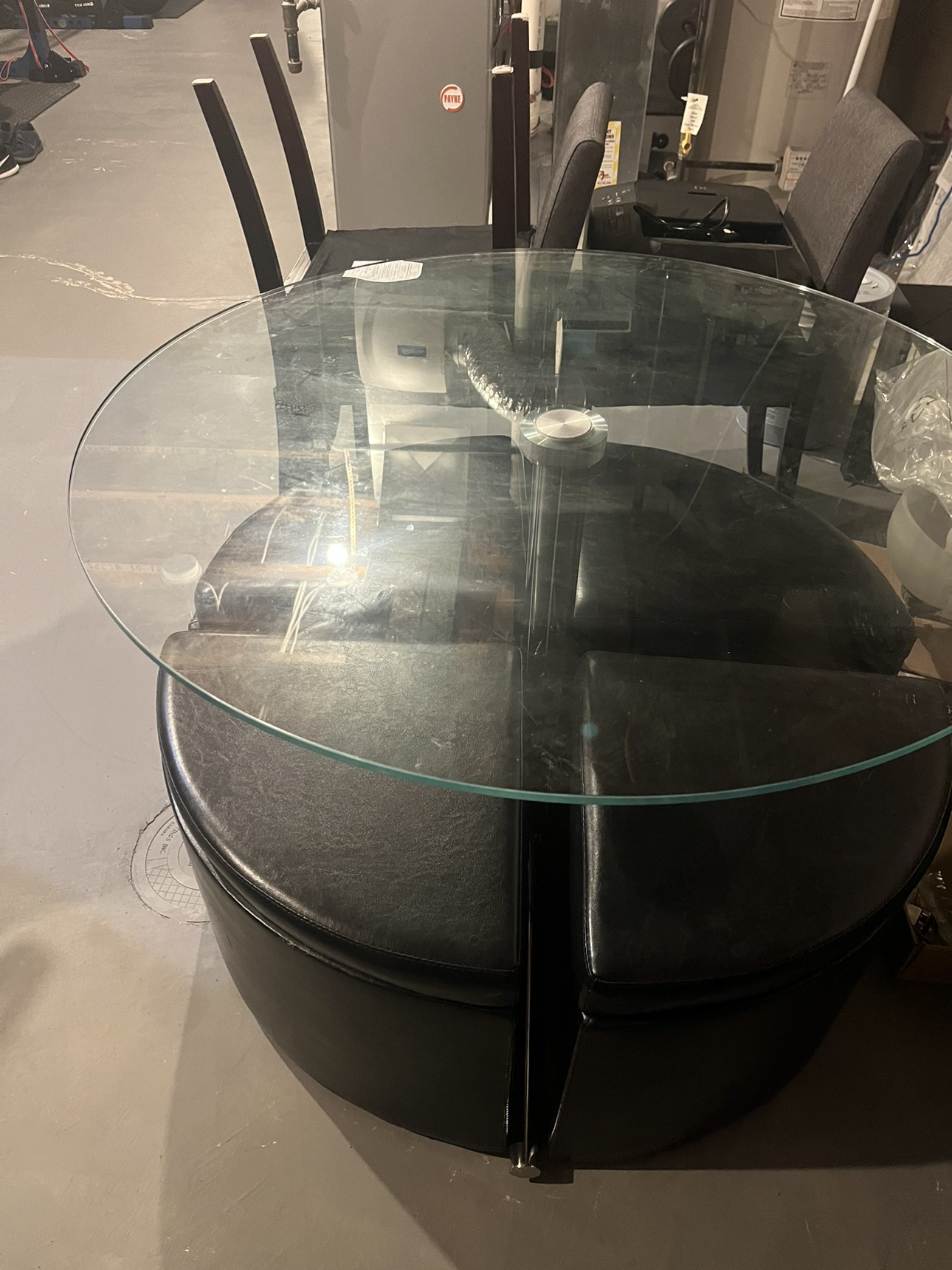 Glass Top Coffee Table with Storage Ottomans - photo 4