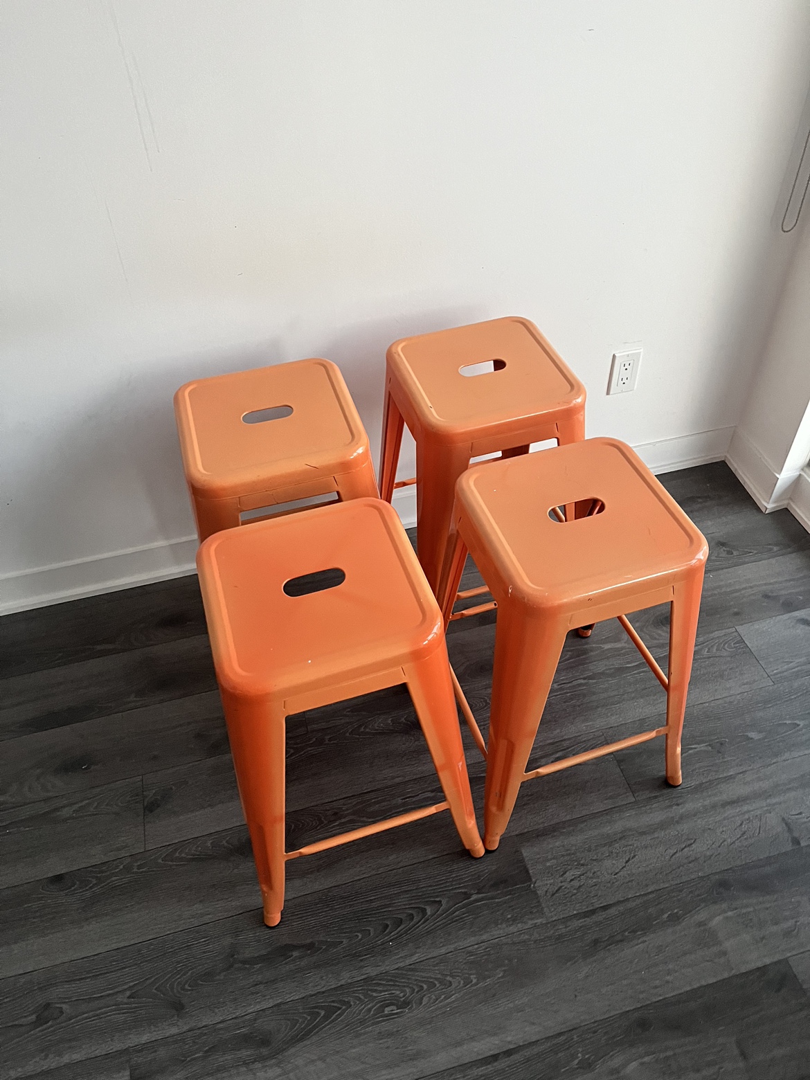 Set of 4 Orange Bar Stools