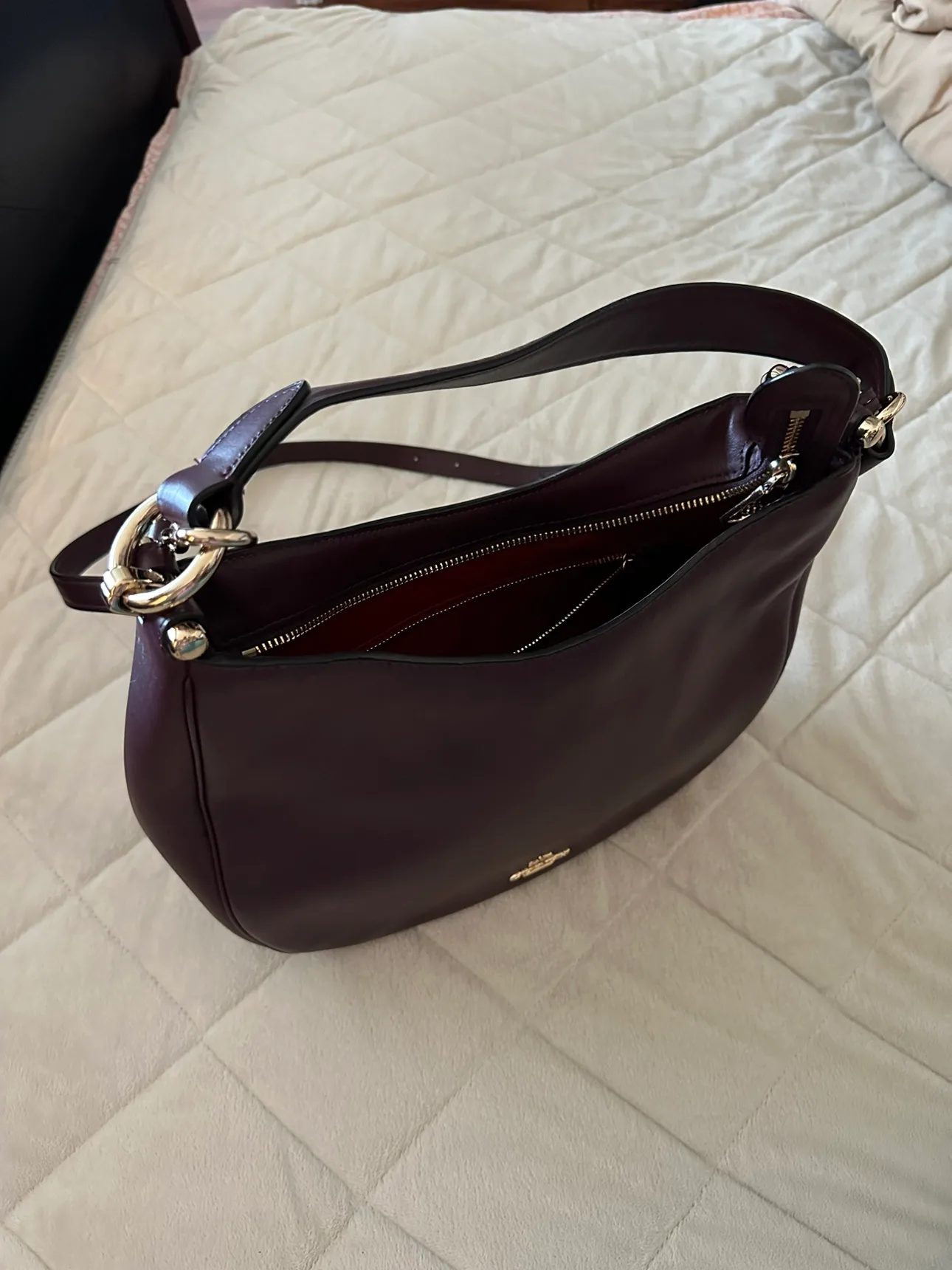 Coach Burgundy Leather Hobo Bag thumbnail