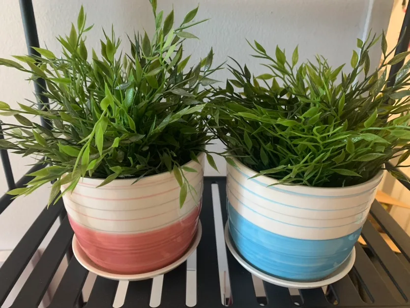 New - Ceramic Planters (Set of 2) + IKEA Artificial plants thumbnail