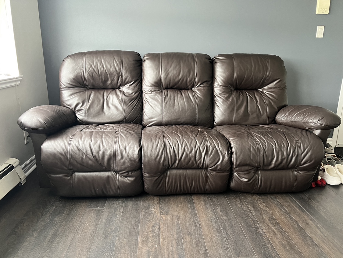 Brown Leather Recliner Sofa - photo 2