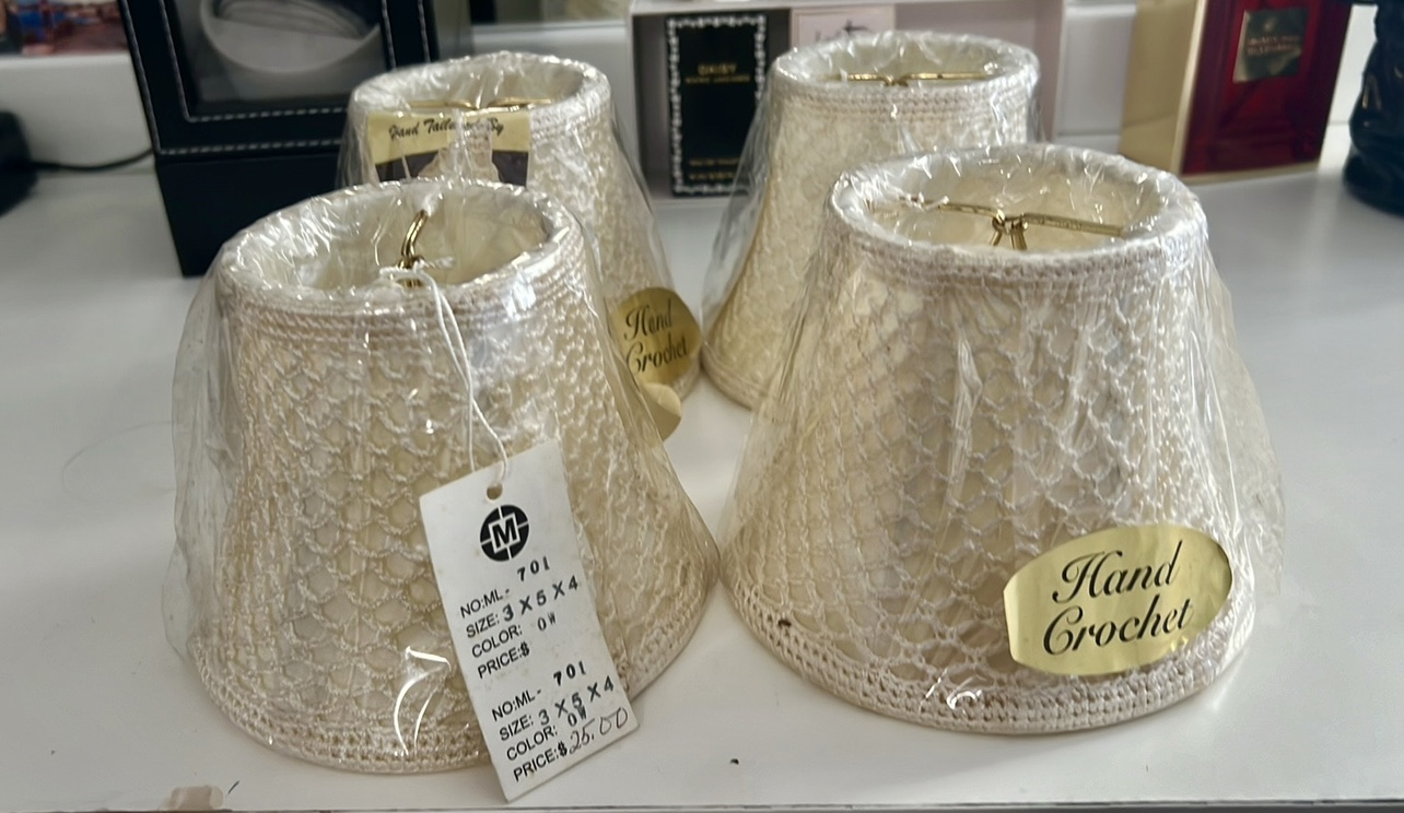 Set of Four Hand Crocheted Lamp Shades - photo 2