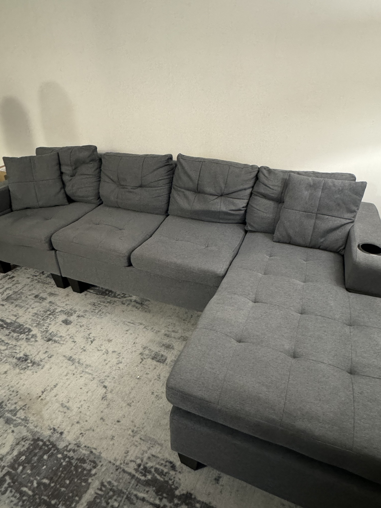 Gently-used Grey Sectional Sofa - photo 3