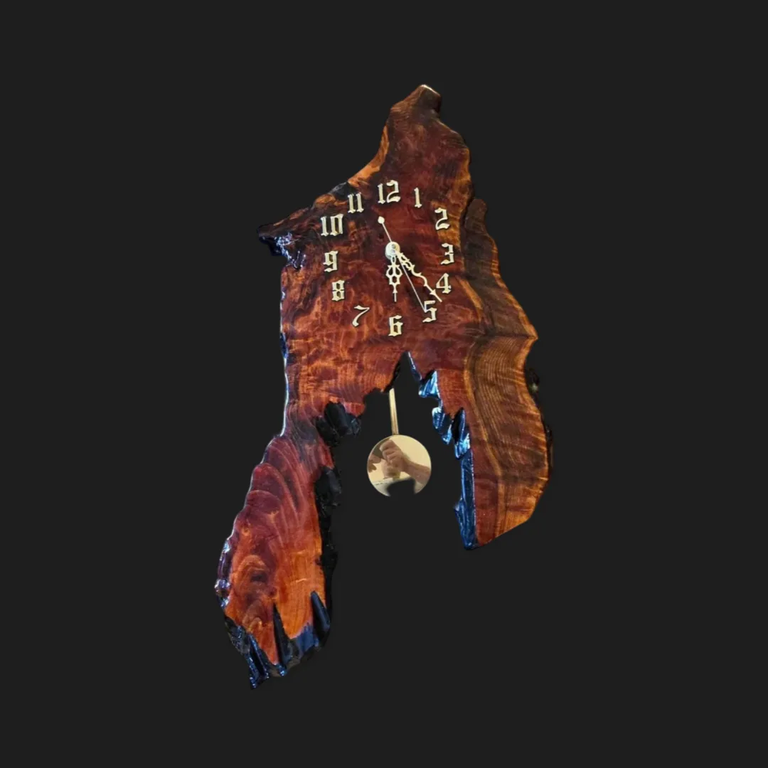 Wood Live Edge Burl Clock - Like New thumbnail