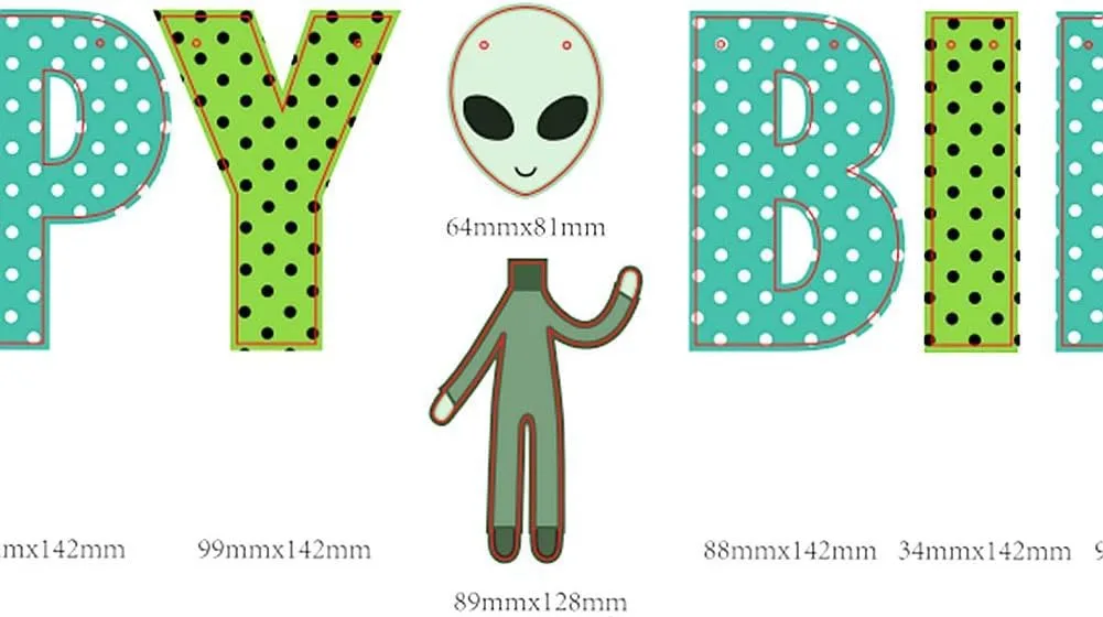 Green Alien Themed Happy Birthday Banner image indicator(5)