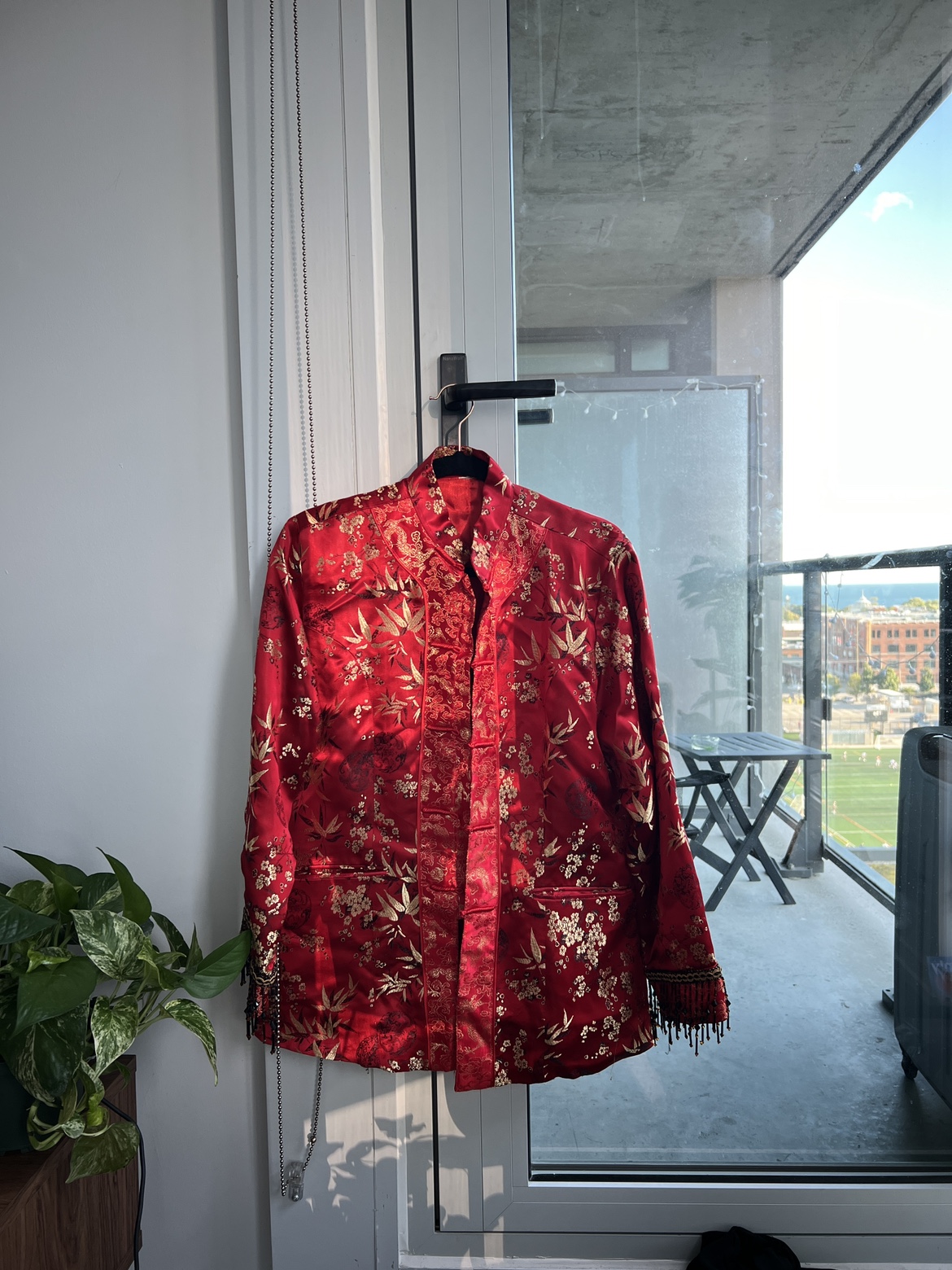 Red Chinese Jacket with Beading