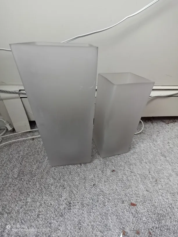 Pair of Frosted Glass Table pillar Lamps image indicator(2)