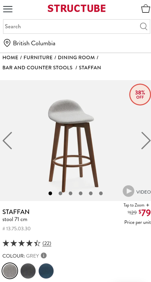 Grey Kitchen Counter Stool