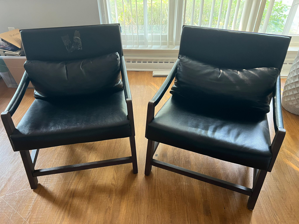 Black Leather Accent Chairs - photo 2