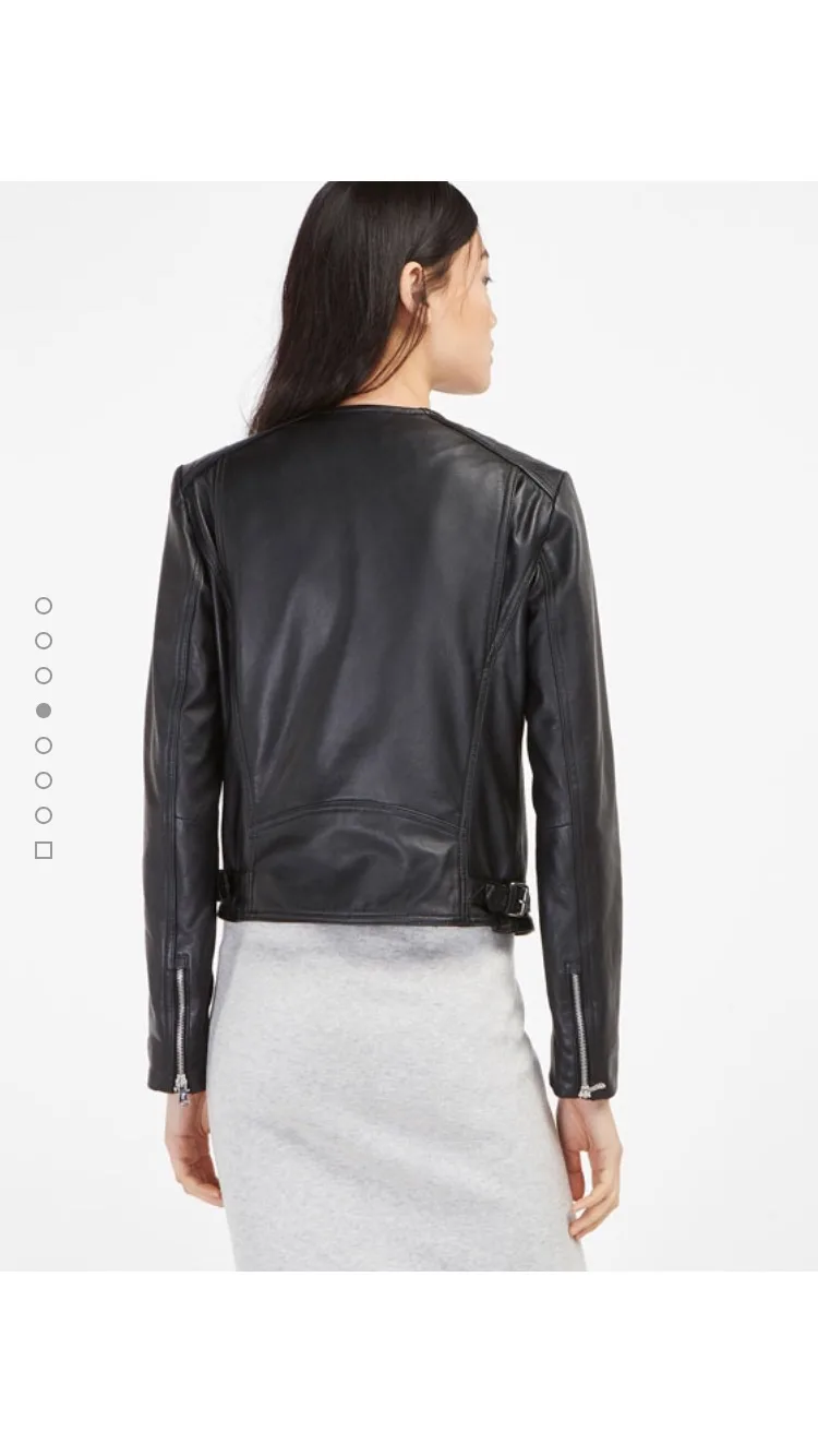 MASSIMO DUTTI Black Leather Jacket,small $120 image indicator(3)