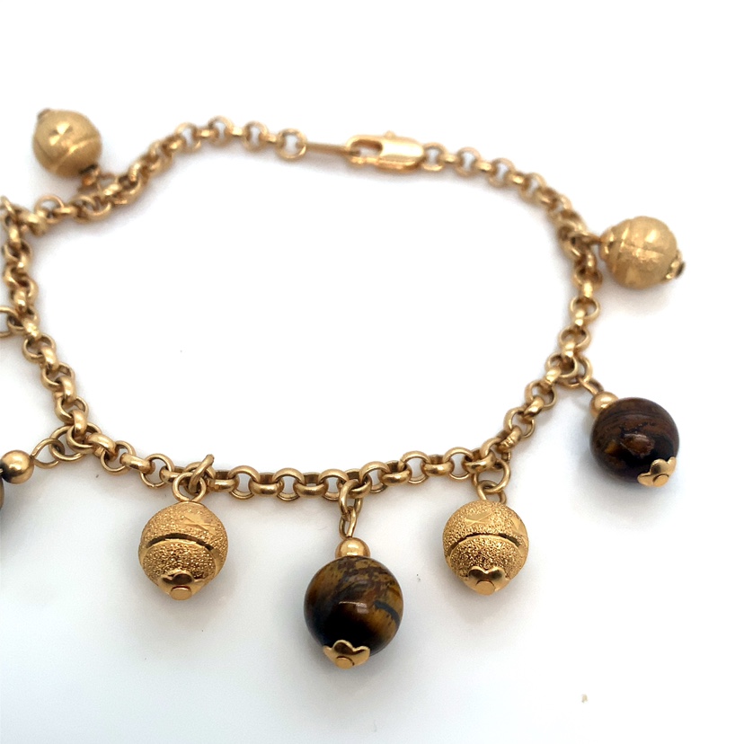 Gold Bracelet with Tiger's Eye Beads - photo 2