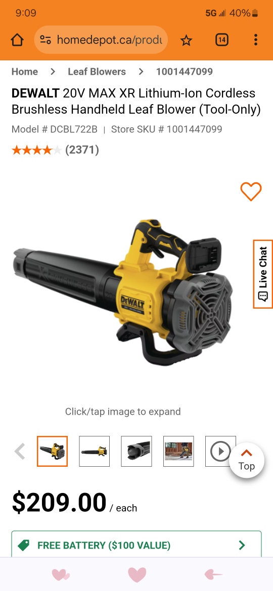 DeWalt 20V Max Cordless Leaf Blower - photo 2
