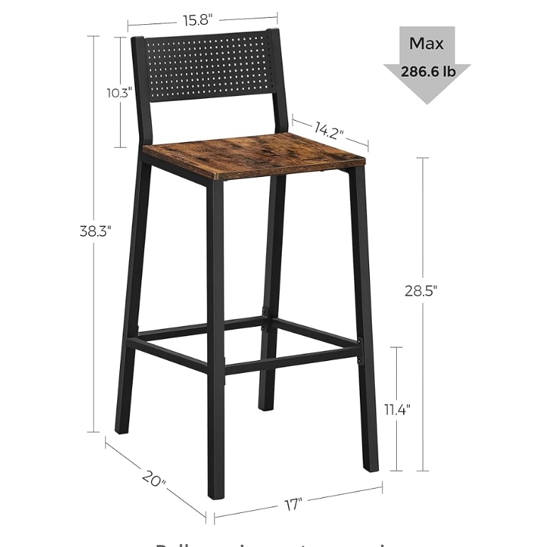 Black Metal and Wood Bar Stool