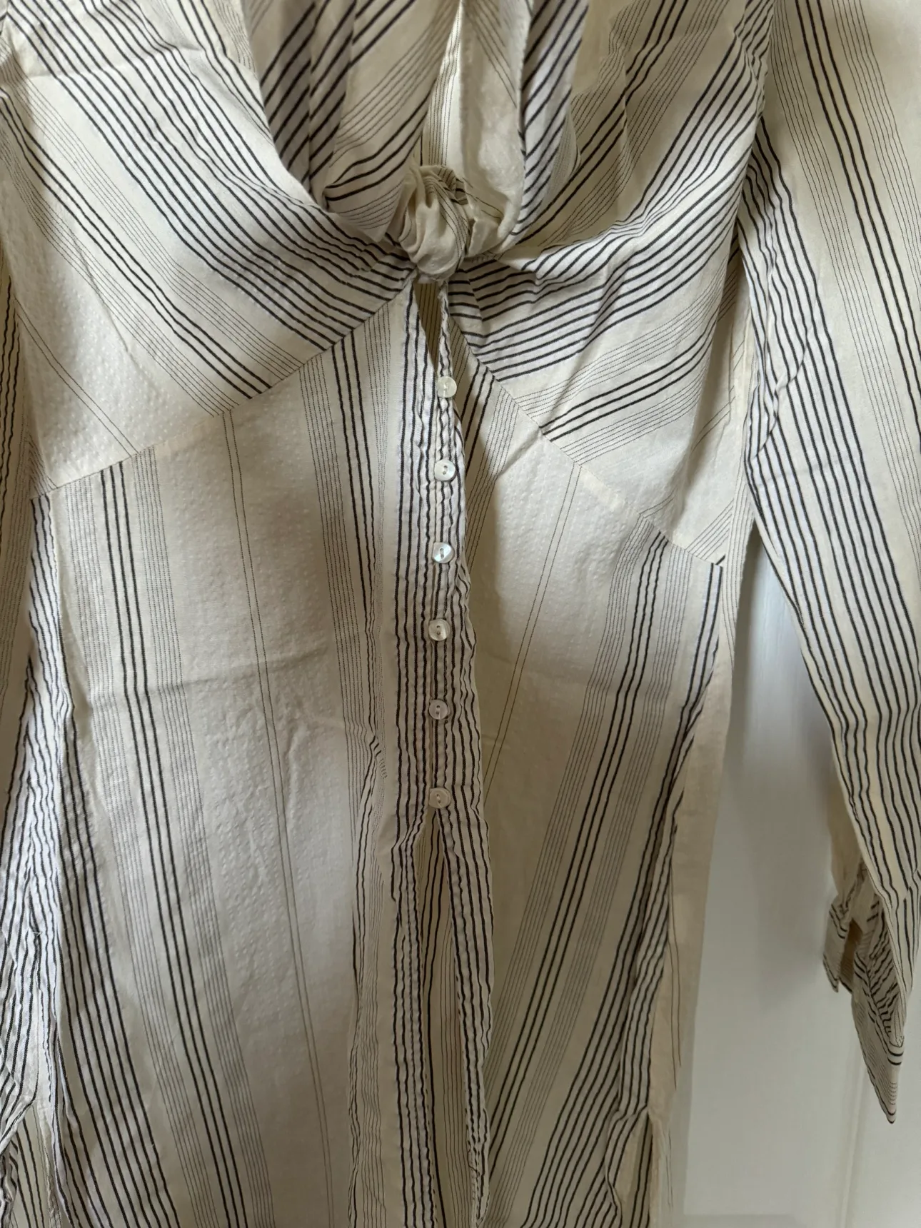 Zara Striped Tie Front Long Blouse image indicator(2)