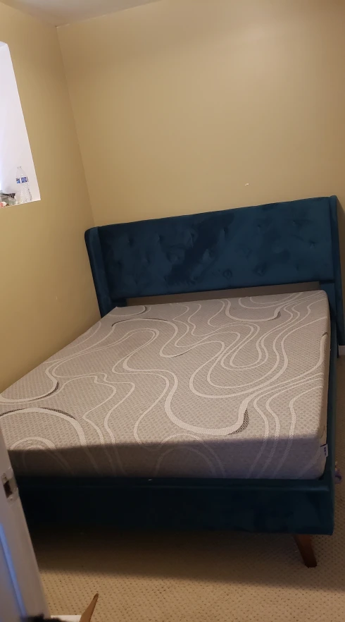 Teal green Bed Frame queen size +matress