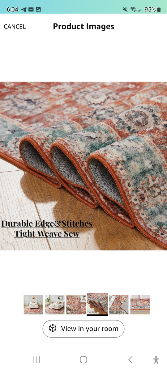 Brand new 3 x 5 feet washable area rugs. Orange. - photo 3