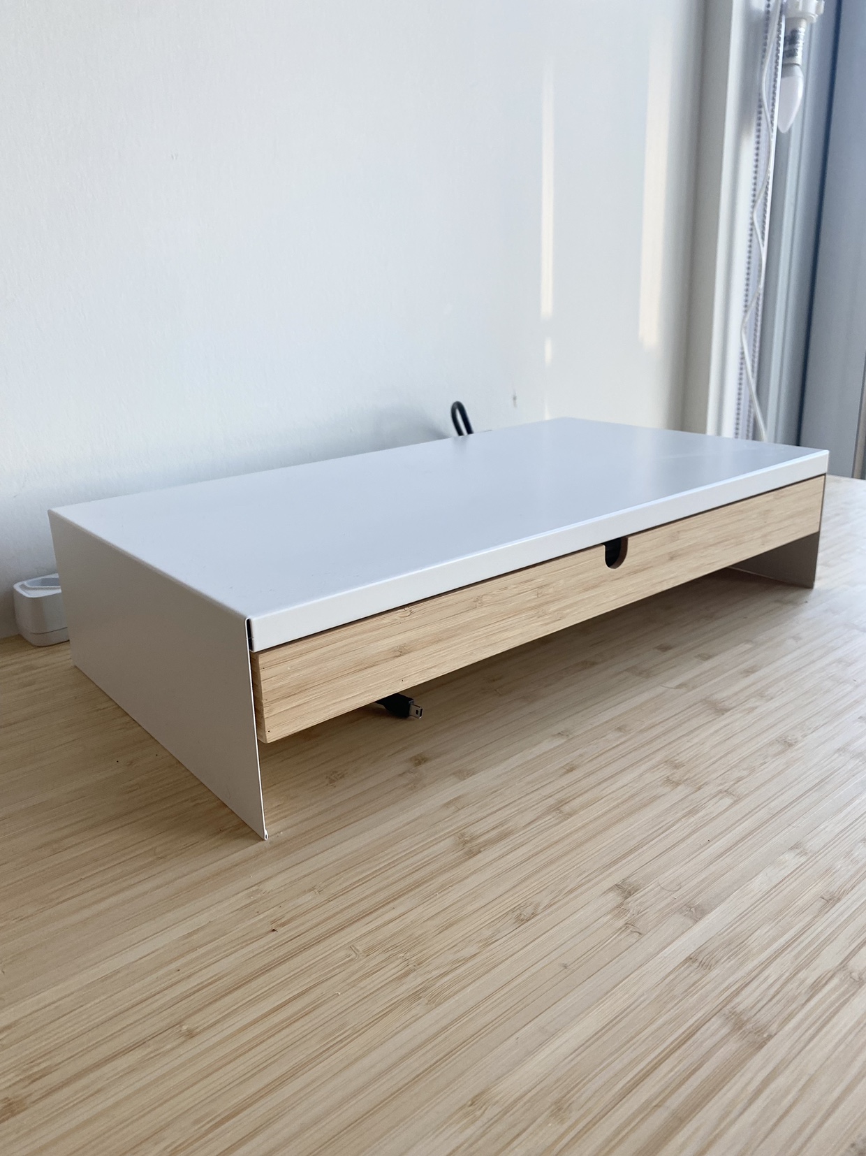 White monitor Stand with Drawer