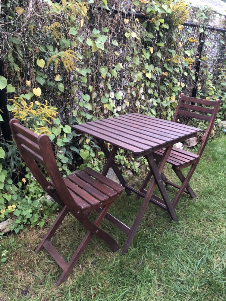 Folding Patio Table and Two Chairs