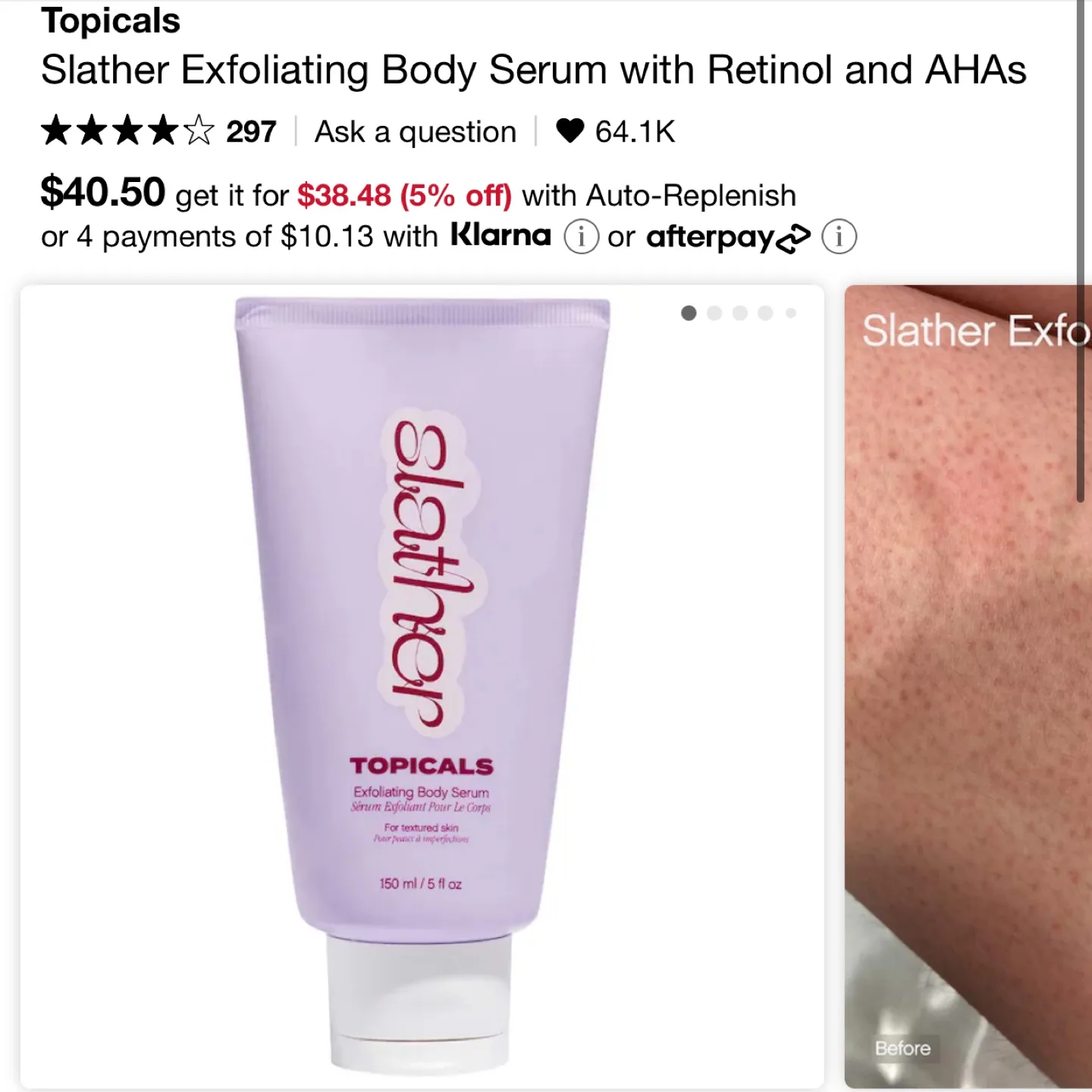 Topicals Slather Exfoliating Retinol AHA Body Serum Lotion image indicator(4)