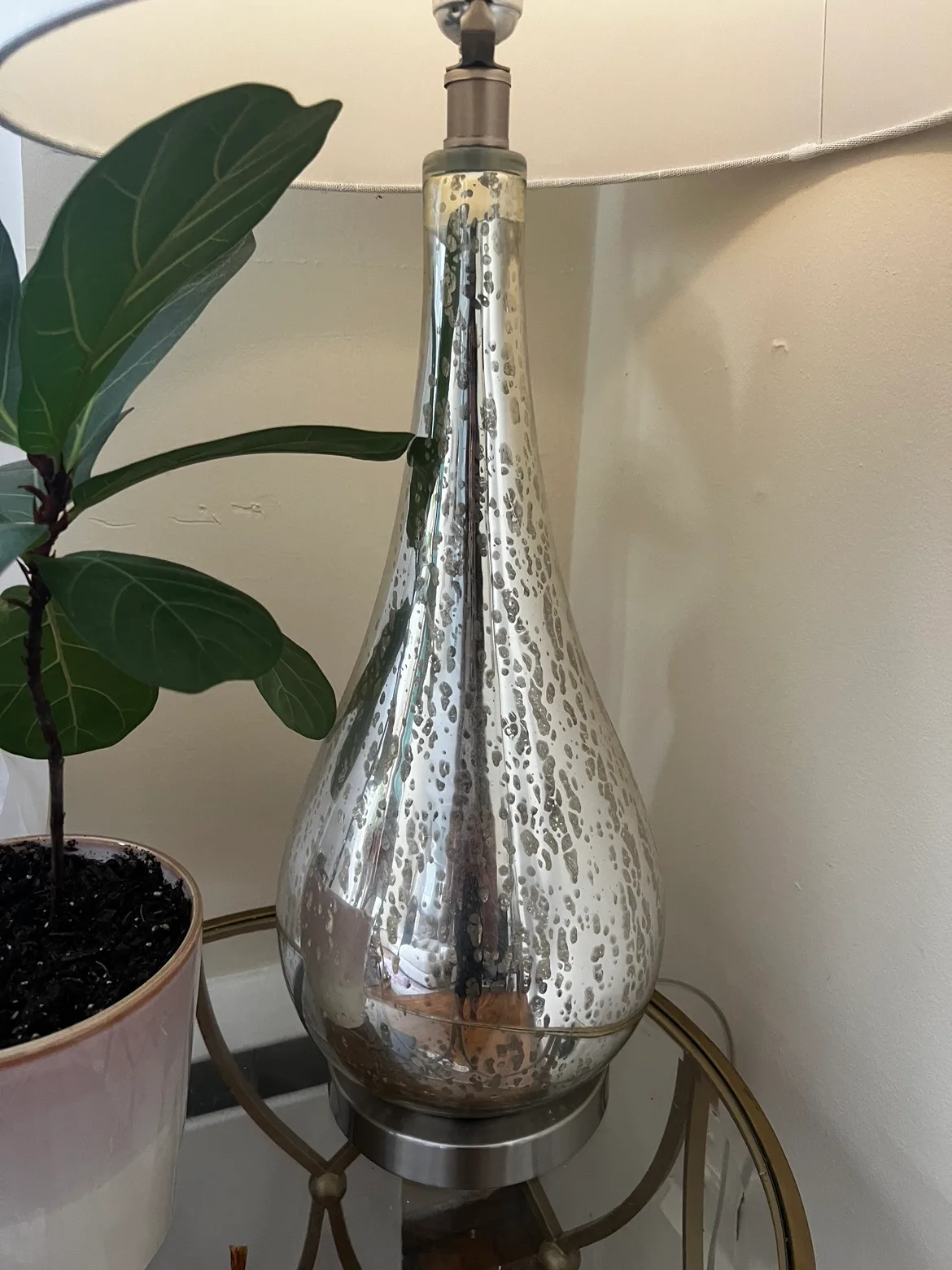 Silver mercury glass table lamp image indicator(2)