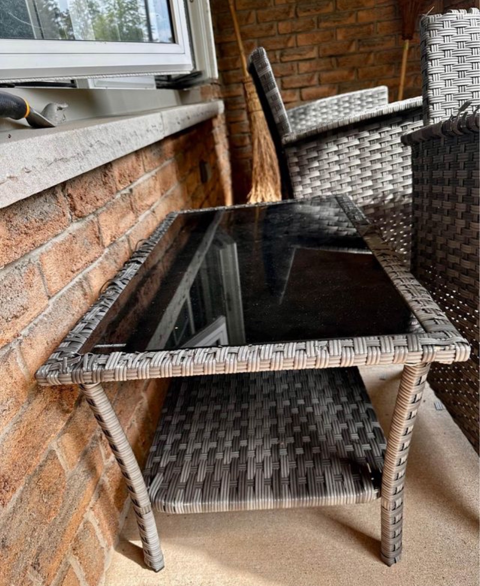 Wicker Patio Furniture Glass Top Table and Chair with Cushion - photo 4